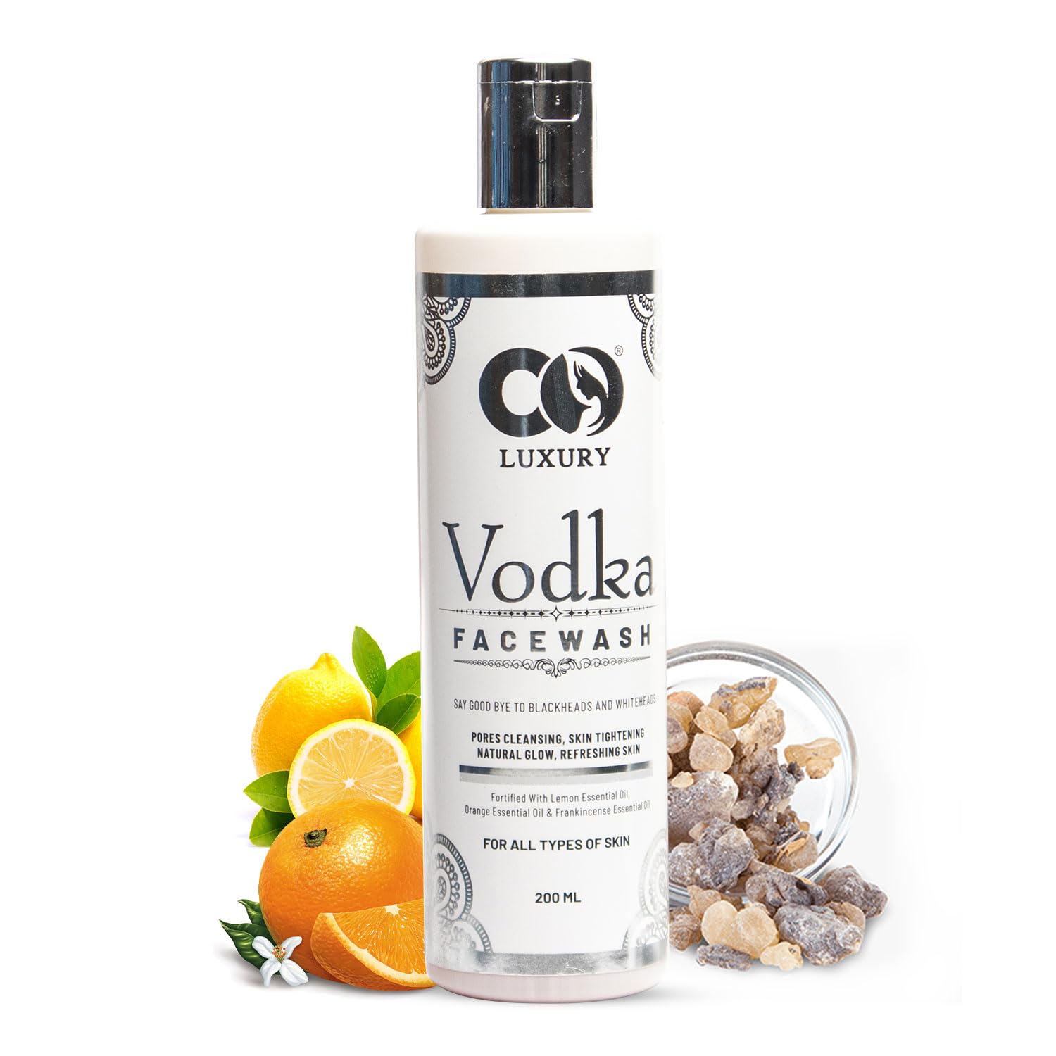 CO LUXURY Vodka Face Wash with Denatured Vodka & 3 Essential Oils | 40% Stronger & More Effective | SLS & Paraben Free | Refreshing Facial Cleanser for Men & Women | 200ml | Deep Cleansing for Oily & Acne-Prone Skin | Perfect for Daily Skincare Routine