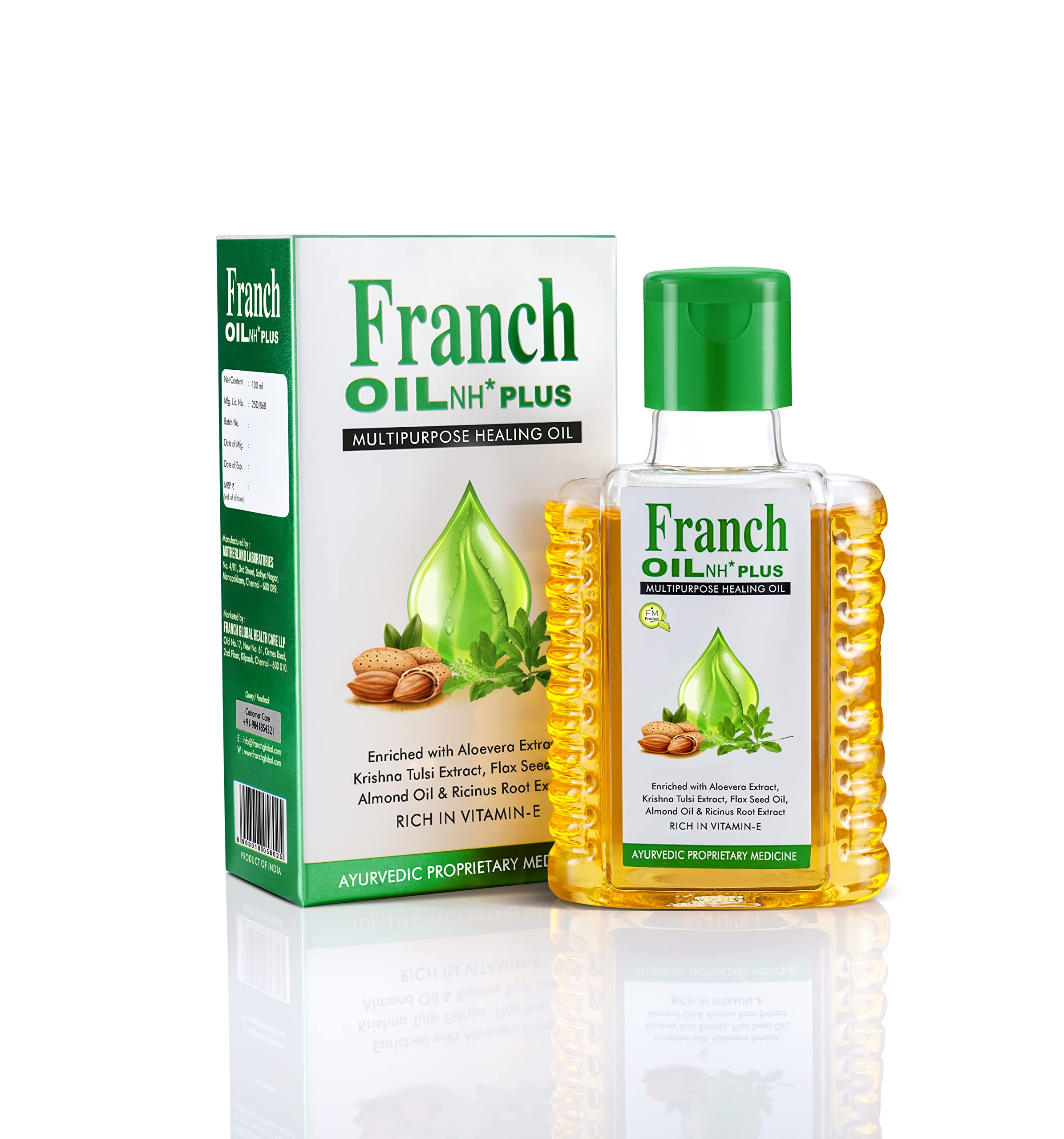Franch Oil NH* Plus | Multipurpose Healing Oil for Stretch Marks, Small Burns, Scars & Pain Relief - 100ml | Natural Skin Care & Muscle Ache Solution for Daily Use