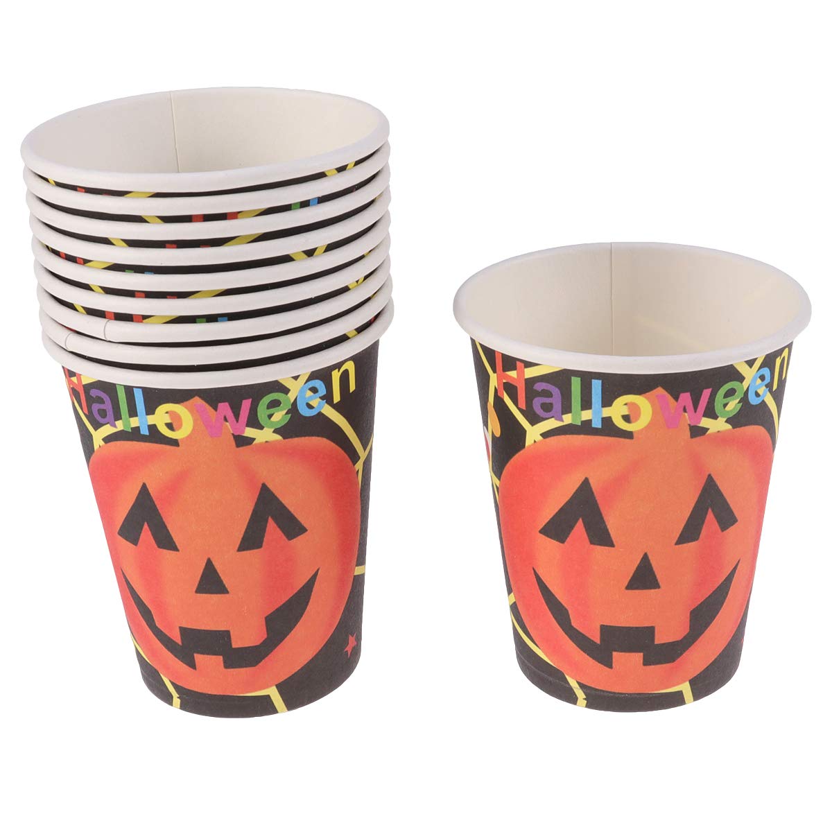 UPKOCH 10 Pack Halloween Disposable Cups with Smiling Pumpkin Design - Eco-Friendly Paper Party Cups for Halloween, Thanksgiving & Fall Celebrations - Perfect for Trick or Treat, Costume Parties & Seasonal Decorations
