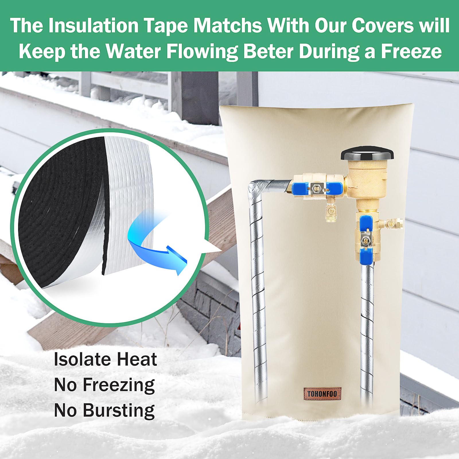 Pipe Insulation Foam Tape - 2in x 33ft Self-Adhesive Weatherproof Pipe Wrap for Outdoor Water Pipes, HVAC, AC Lines & Plumbing - Silver Reflective Heat Tape for Energy Efficiency & Freeze Protection - Perfect for Home, Garage & Industrial Use