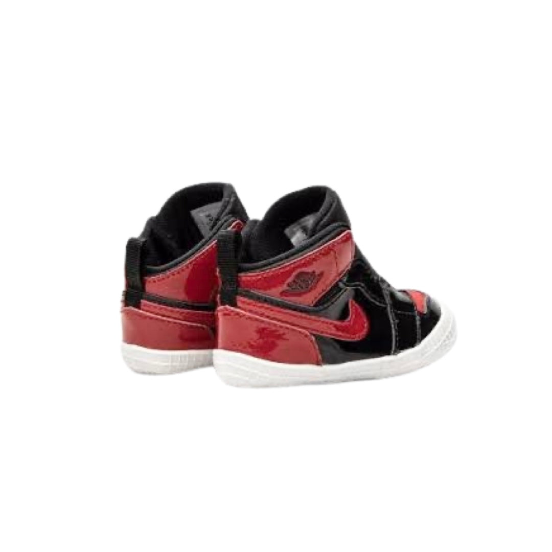 Jordan 1 Crib Bootie Bred Patent Leather Baby Shoes - Comfortable First Walkers for Toddlers (Ideal for Special Occasions & Everyday Wear)