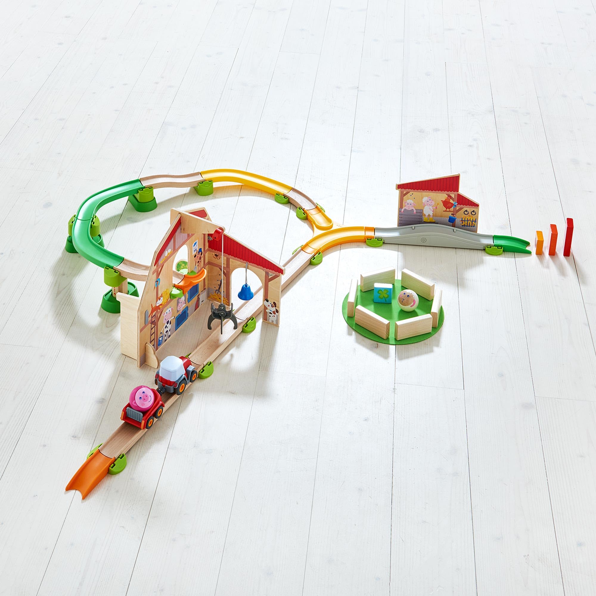 HABA Kullerbu Farmyard Starter Set with Sound - Wooden Baby Toy with Animal Sounds for Early Learning & Sensory Play - Perfect for Toddlers & Preschoolers at Home or Daycare