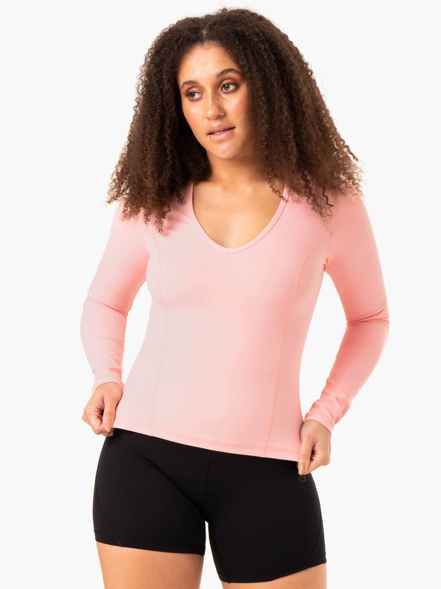 NKD Align Long Sleeve Workout Top for Women - Pink | Yoga, Gym & Running Performance Shirt