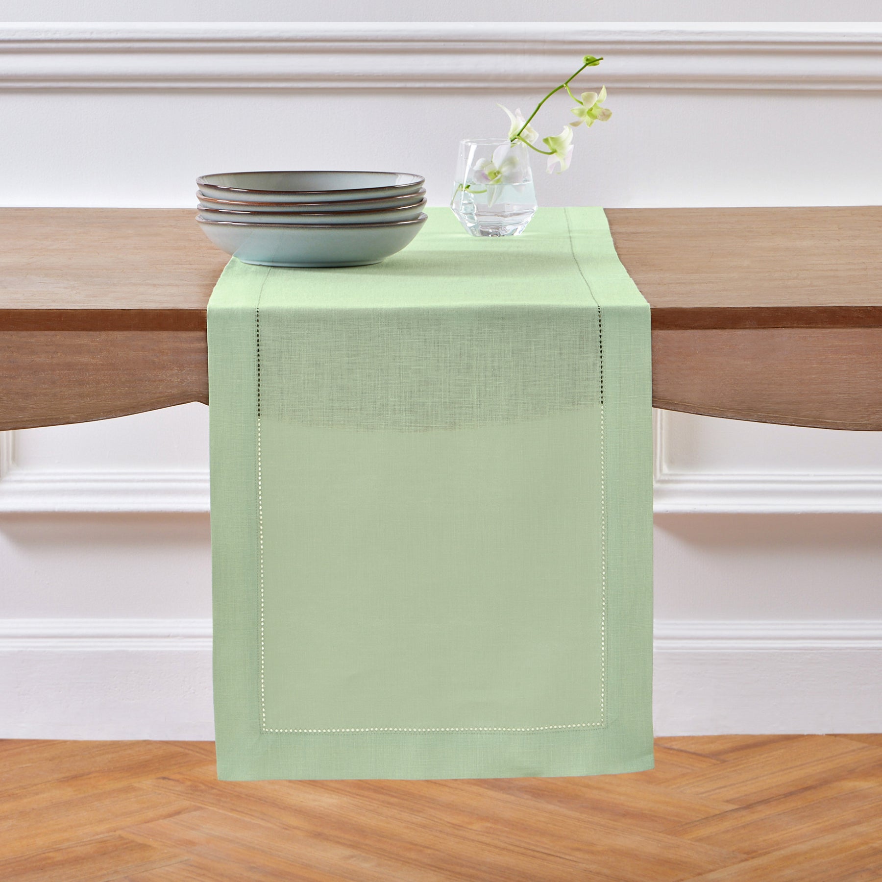 Elegant Classic Hemstitch Table Runner - 12x72 Inch White Linen Table Decor for Dining Room, Wedding & Holiday Parties - Perfect for Farmhouse, Rustic & Boho Home Decor