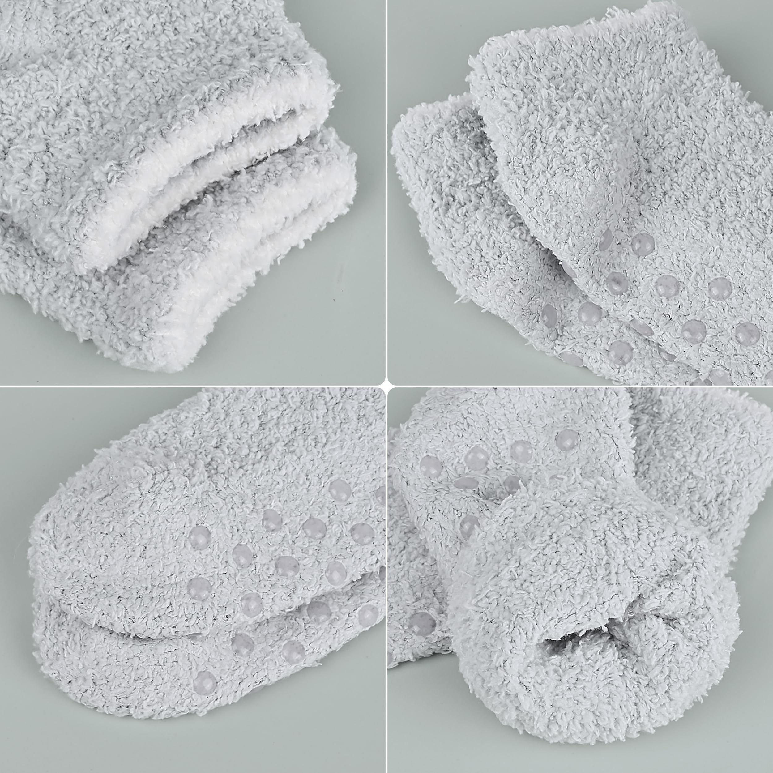 Non-Slip Hospital Socks for Women - 3/6 Pairs Fluffy Fuzzy Slipper Socks with Grips - Perfect for Nursing, Elderly Care & Home Comfort