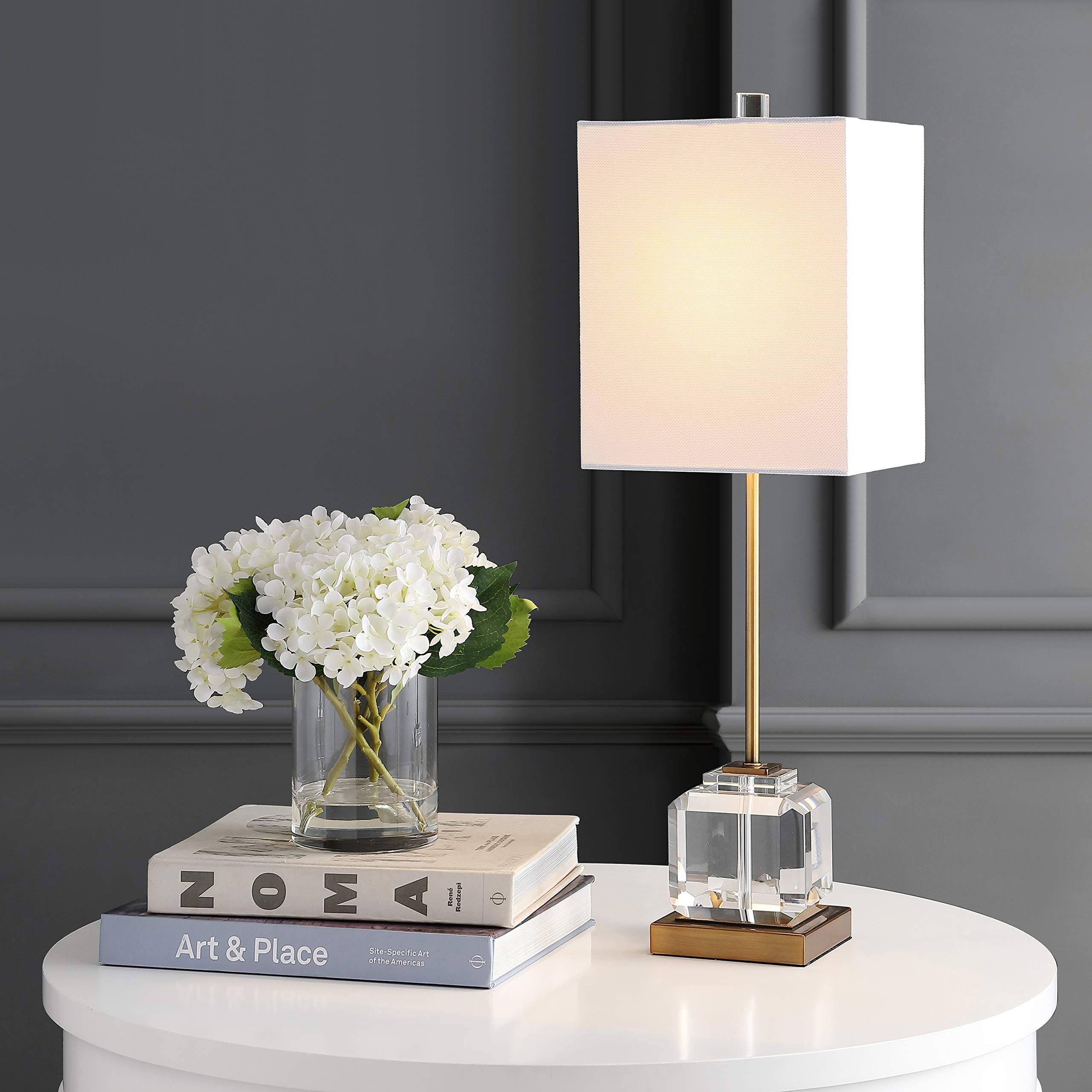 SAFAVIEH Zayne 28-inch Crystal & Brass Gold Table Lamp Set of 2 with LED Bulbs - Elegant Lighting for Bedroom, Living Room, Home Office, Nightstand (Perfect for Reading, Decor & Ambient Lighting)