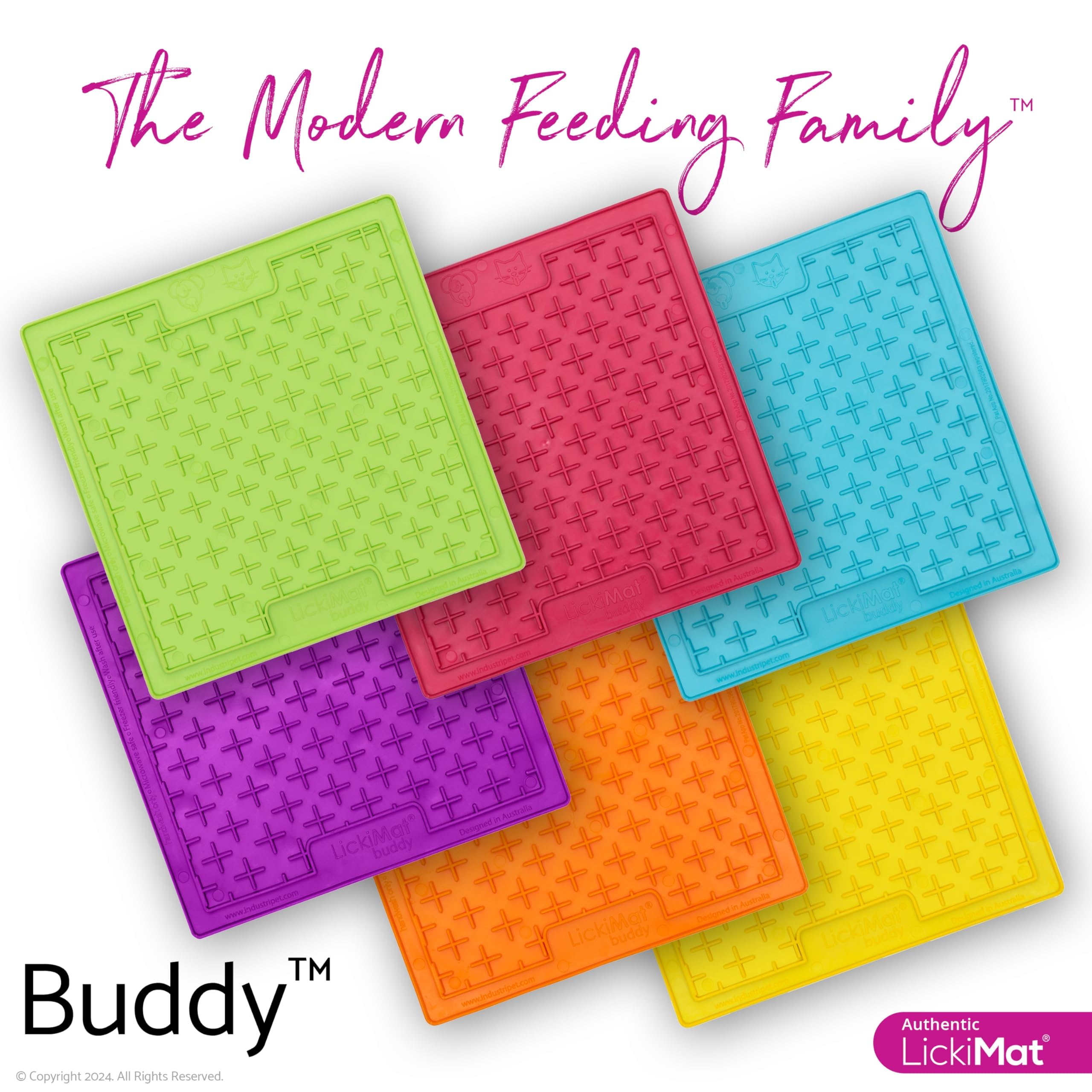 LickiMat Classic Buddy Cat Slow Feeder Lick Mat - Anxiety & Boredom Relief for Cats - Perfect for Wet Food, Treats, Yogurt & Peanut Butter - Fun Alternative to Slow Feed Bowl - Purple - Great for Mealtime Enrichment & Stress Reduction