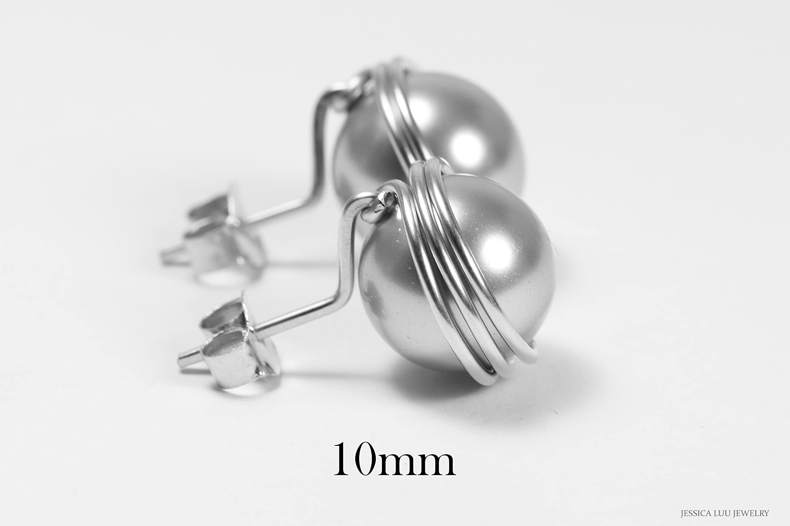 Handmade Blue Stud Earrings - Sterling Silver or Gold Wire Wrapped Dark Lapis Pearls Jewelry | Perfect for Gifts, Weddings & Everyday Wear