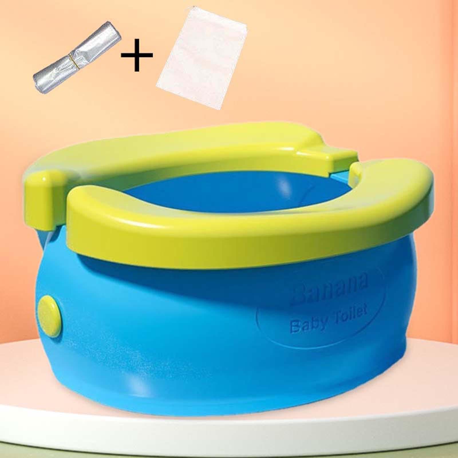 Foldable Kids Potty Portable Toilet for Travel & Emergencies - Lightweight & Compact Baby Potty Training Seat (Blue) | Perfect for Road Trips, Camping, Airplane & Outdoor Adventures