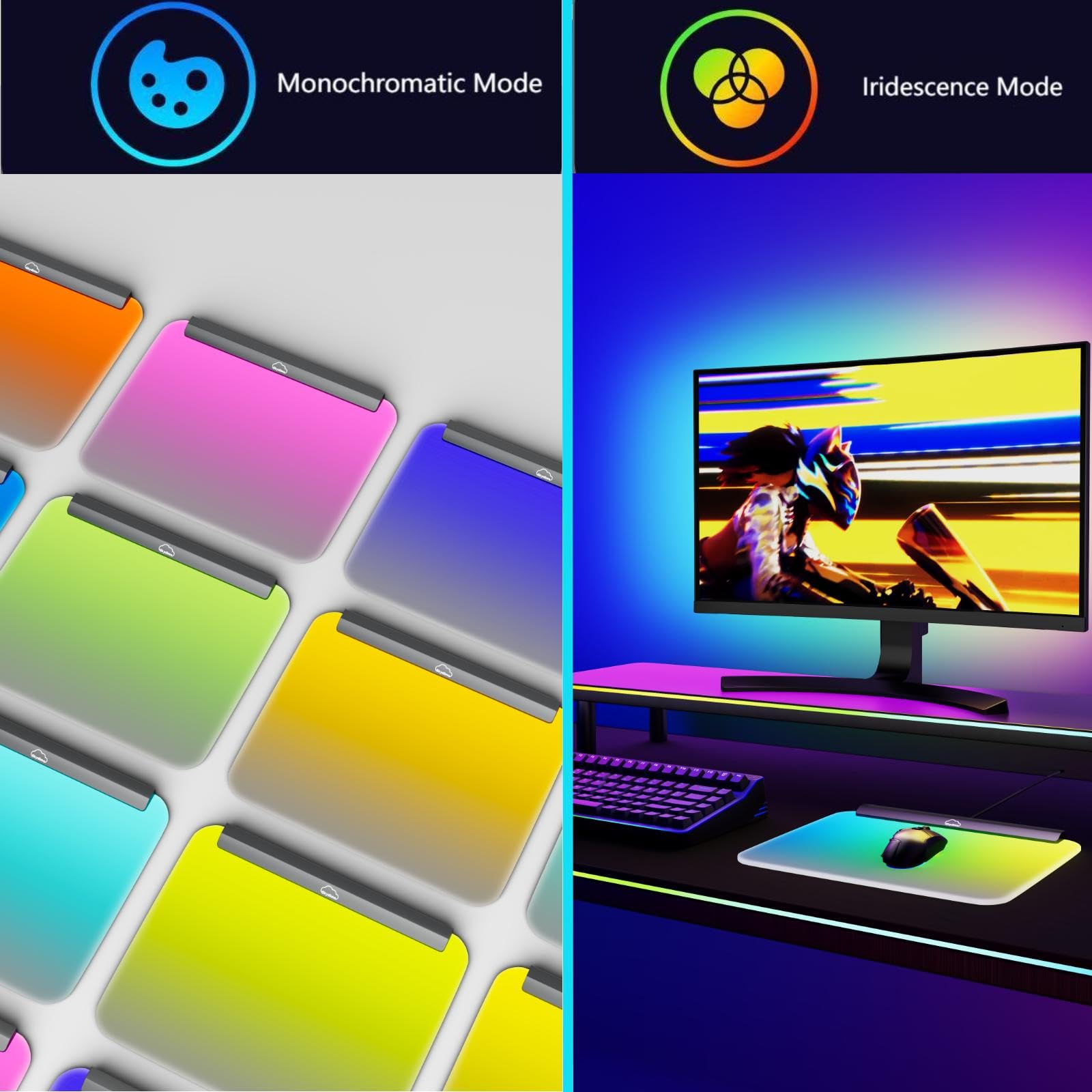 RGB Gaming Mouse Pad with LED Lights - 14x12 Inches Illuminated Mouse Mat for Keyboard & Mouse - Detachable USB Cable & 18pcs Chasing Lights - Perfect for Gaming Setup, Office Work & Nighttime PC Use
