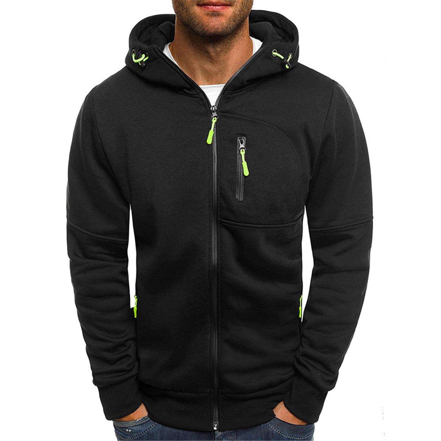 Men's Colorblock Hooded Sweatshirt - Athletic Workout Jacket & Sport Hoodie for Running, Gym, Outdoor Activities | Trendy Casual Wear for Men