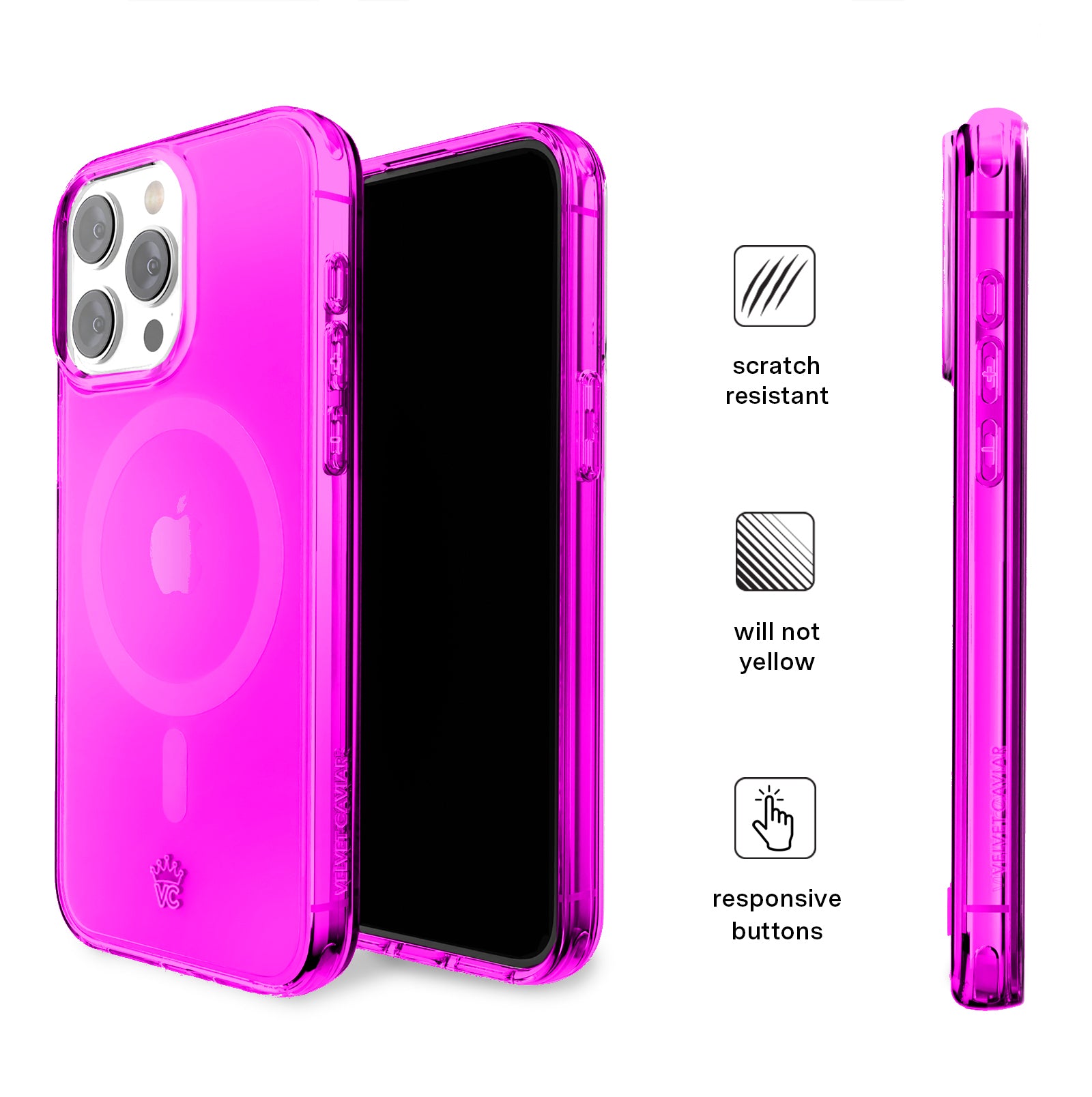 Neon Purple iPhone Case - Shockproof & Slim Protective Cover for iPhone 12/13/14/15 Pro Max - Perfect for Everyday Use, Travel & Outdoor Activities