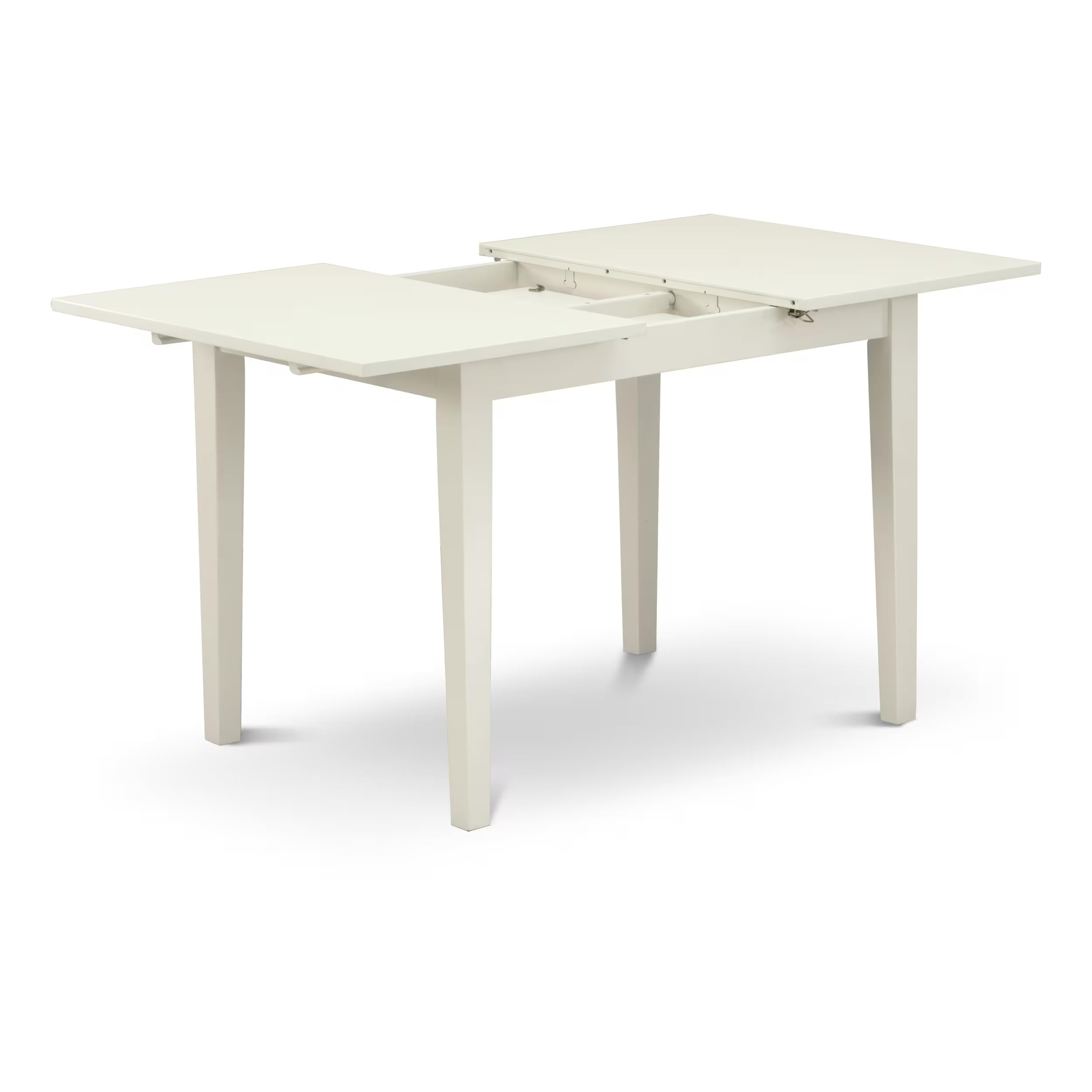 East West Furniture 5-Piece Modern Dining Room Set - 32x54 Inch Rectangle Wooden Table with Butterfly Leaf & 4 White Faux Leather Chairs - Linen White - Perfect for Small Spaces, Apartments & Contemporary Home Decor
