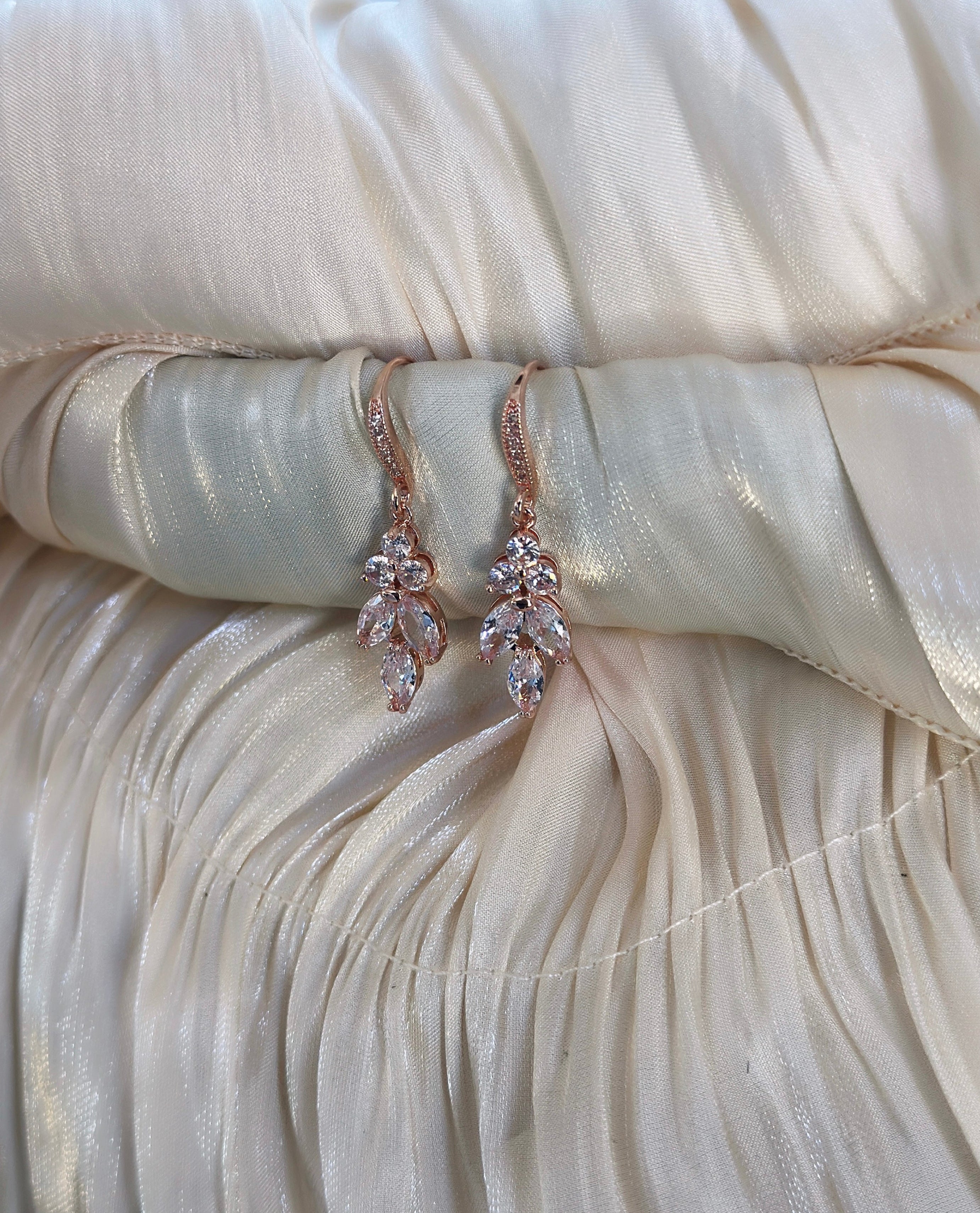 Aurora Rose Gold Earrings for Women - Elegant Dangle Hoop Earrings for Party, Wedding & Everyday Wear