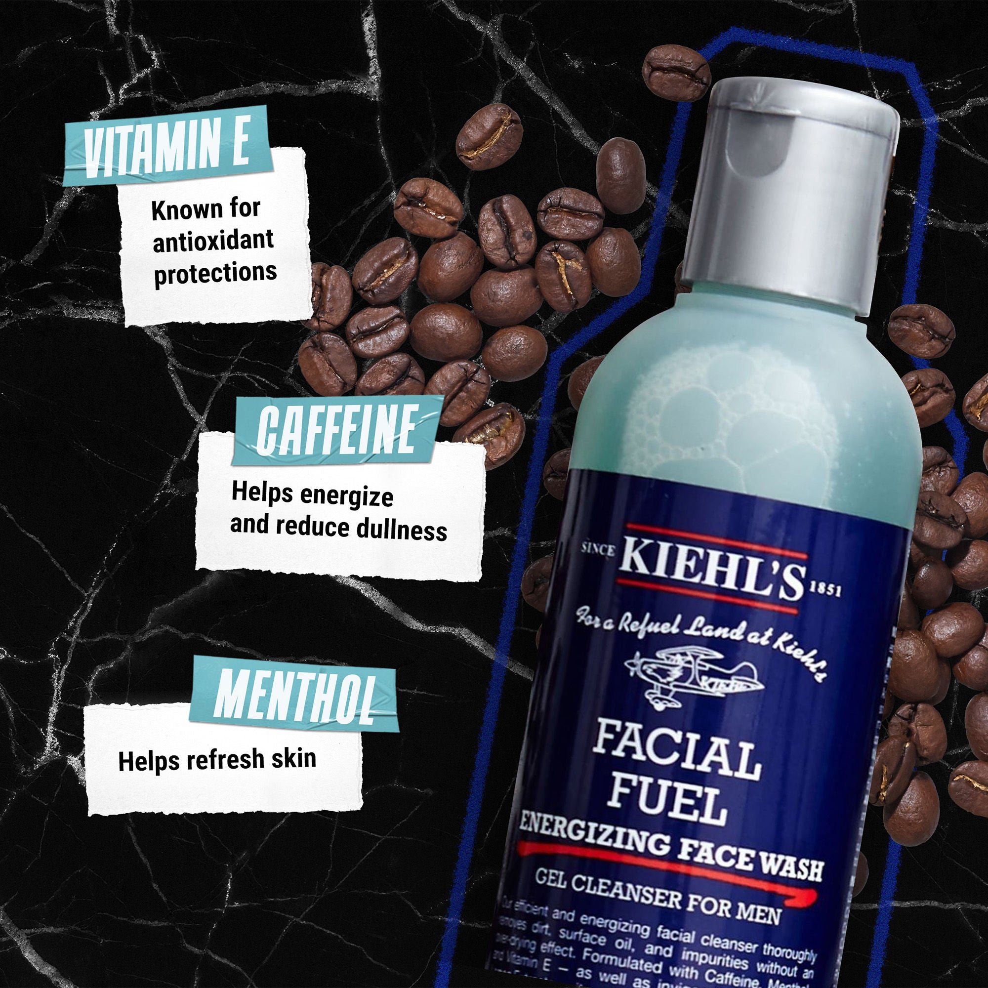 Facial Fuel Energizing Face Wash for Men - Oil-Free Deep Cleansing & Exfoliating - Revitalize Skin for Gym, Workout & Daily Use