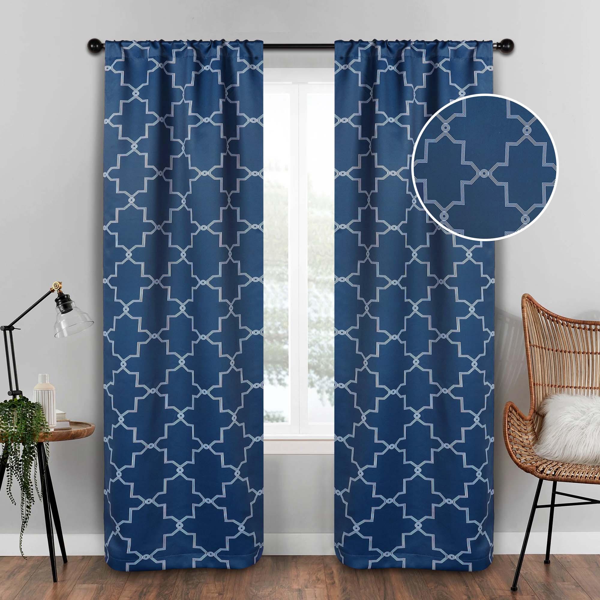 Imperial Trellis Grommet Blackout Curtains - Set of 2 Panels for Bedroom & Living Room Window Treatment, Noise Reducing & Thermal Insulated Drapes