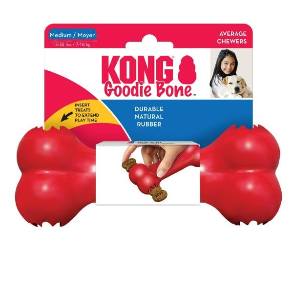KONG Goodie Bone Dog Toy - Durable Chew Toy for Small & Medium Dogs - Interactive Treat Dispenser for Training & Playtime - Perfect for Indoor & Outdoor Use