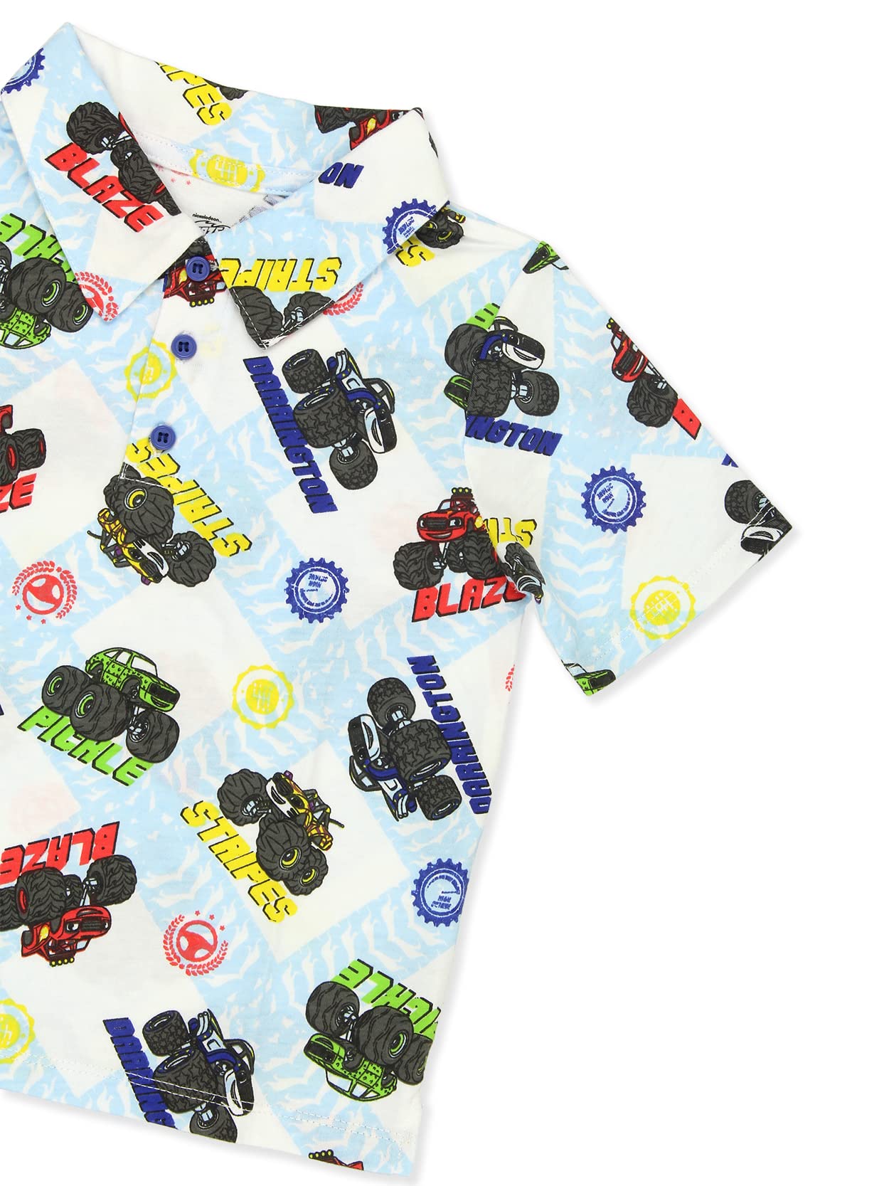 Blaze and The Monster Machines Boys Toddler Polo Shirt - Short Sleeve Collared Cotton Tee for Playtime & Preschool Adventures