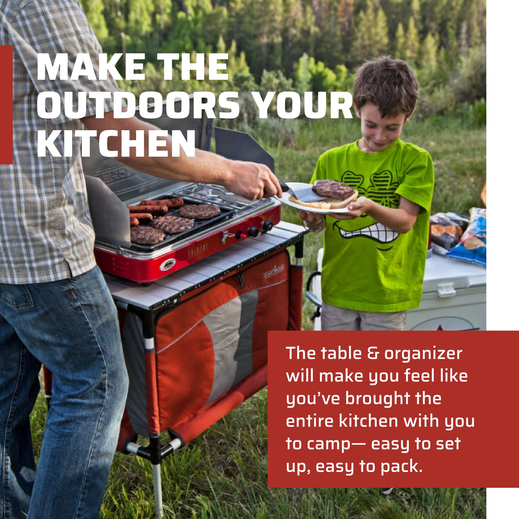 Camp Chef Sherpa Table & Organizer - Portable Aluminum Camping Table for Outdoor Cooking & Gear Storage - Perfect for Camping, Picnics & Backyard BBQs