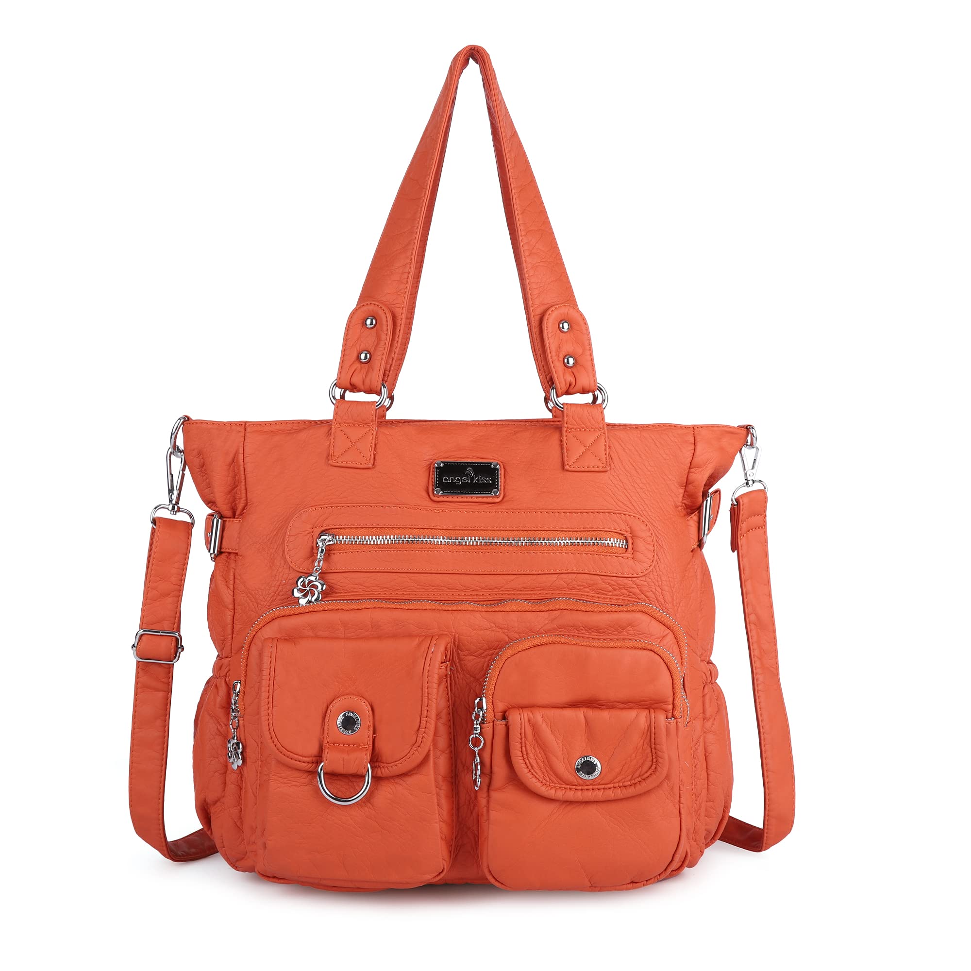 Angelkiss Women's PU Leather Tote Shoulder Bag with Pockets - Stylish Handbag for Work, Travel & Everyday Use