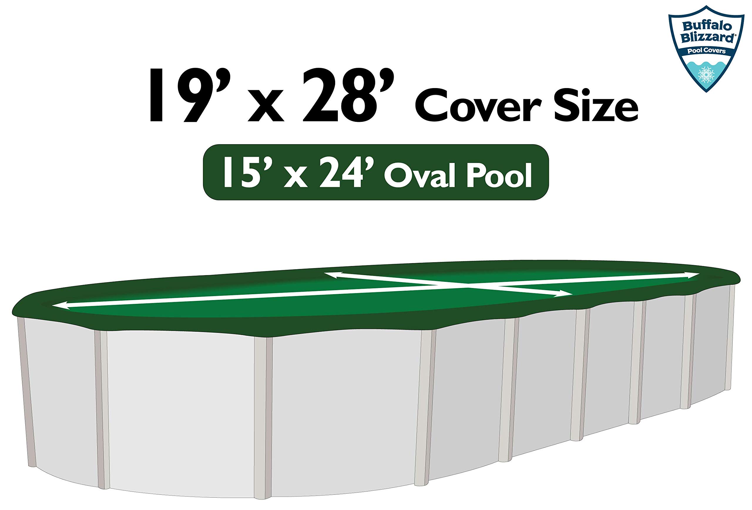 Buffalo Blizzard 15x24 ft Oval Above Ground Pool Cover - Heavy Duty Winter Swimming Pool Cover with UV Protection | Green/Black Reversible Design | Shields from Leaves, Snow & Debris | Perfect for Winter Pool Protection & Seasonal Maintenance