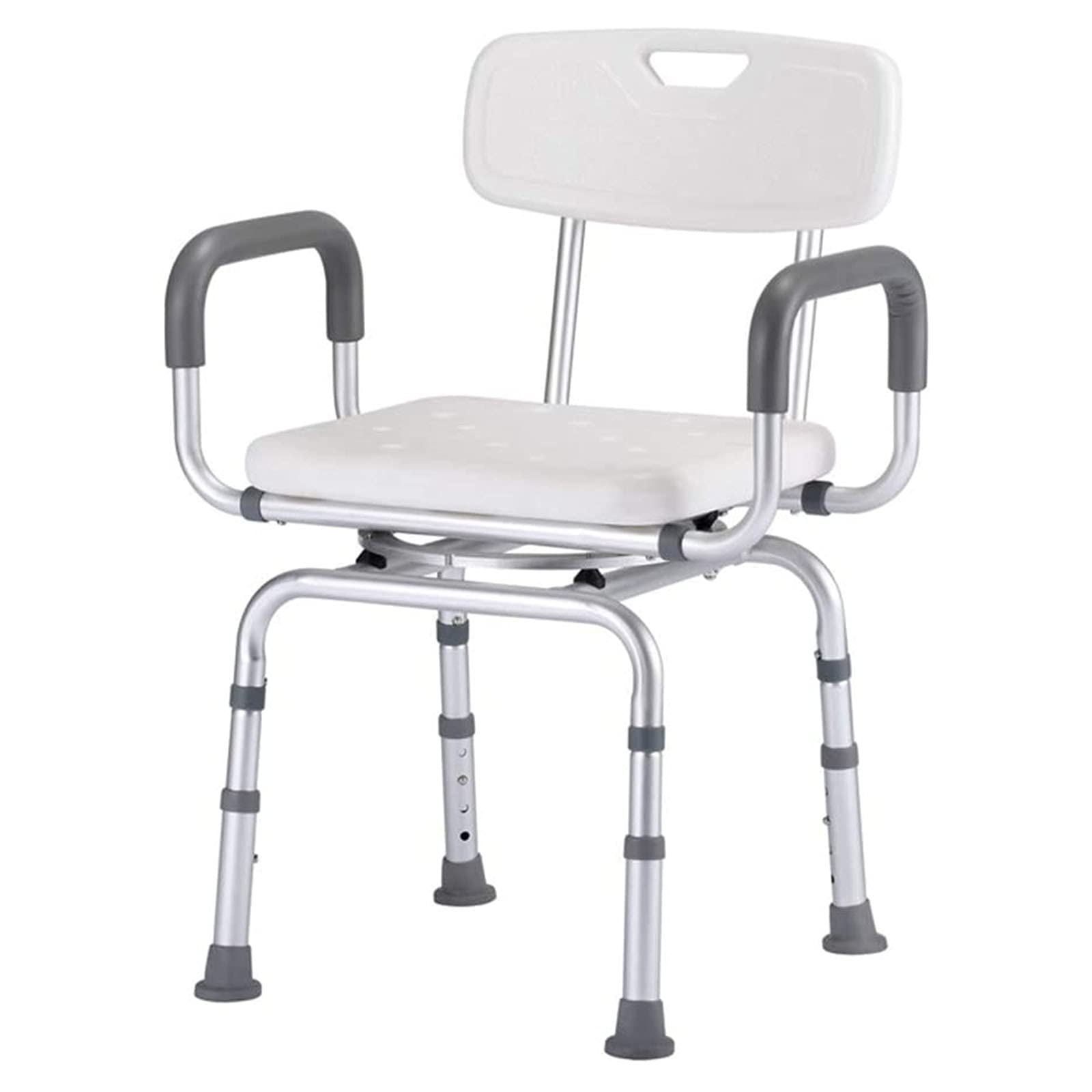 XWSM Heavy Duty Adjustable Swivel Shower Chair with Arms & Back - Non-Slip Bath Safety Seat for Elderly & Obese - Portable Shower Stool for Bathroom, Assisted Living & Mobility Needs