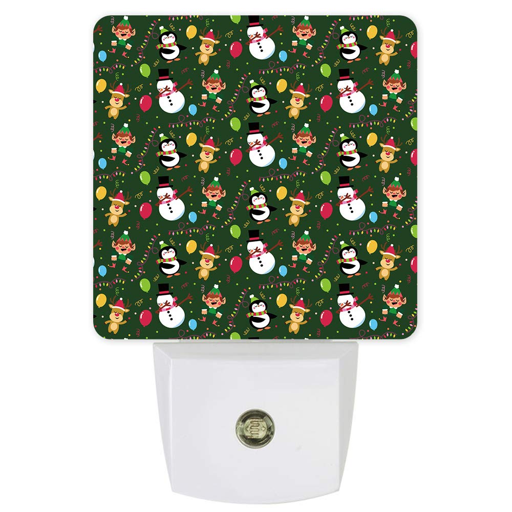 Auto On/Off LED Night Light with Dusk to Dawn Sensor - Christmas Snowman & Penguin Decor for Home, Bedroom, Bathroom, Kitchen, Kids Room (Perfect for Hallways, Stairs & Nursery Safety Lighting)