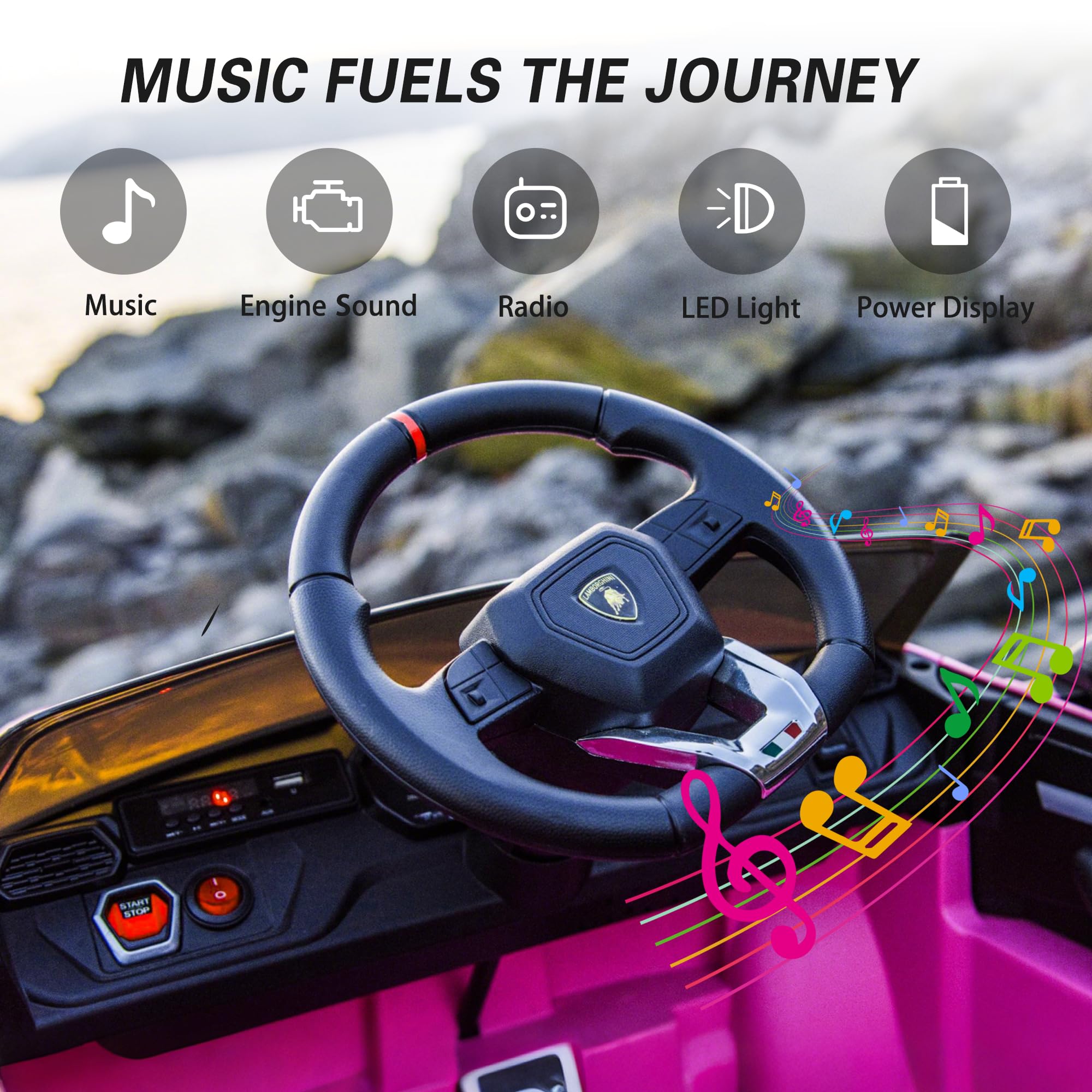 Licensed Lamborghini Urus 12V Electric Ride-On Car for Kids - Remote Control, LED Headlights, Music & 2 Speed Modes - Pink Battery-Powered Toy Truck for Boys & Girls | Perfect for Birthday Gifts, Outdoor Play & Driveway Fun
