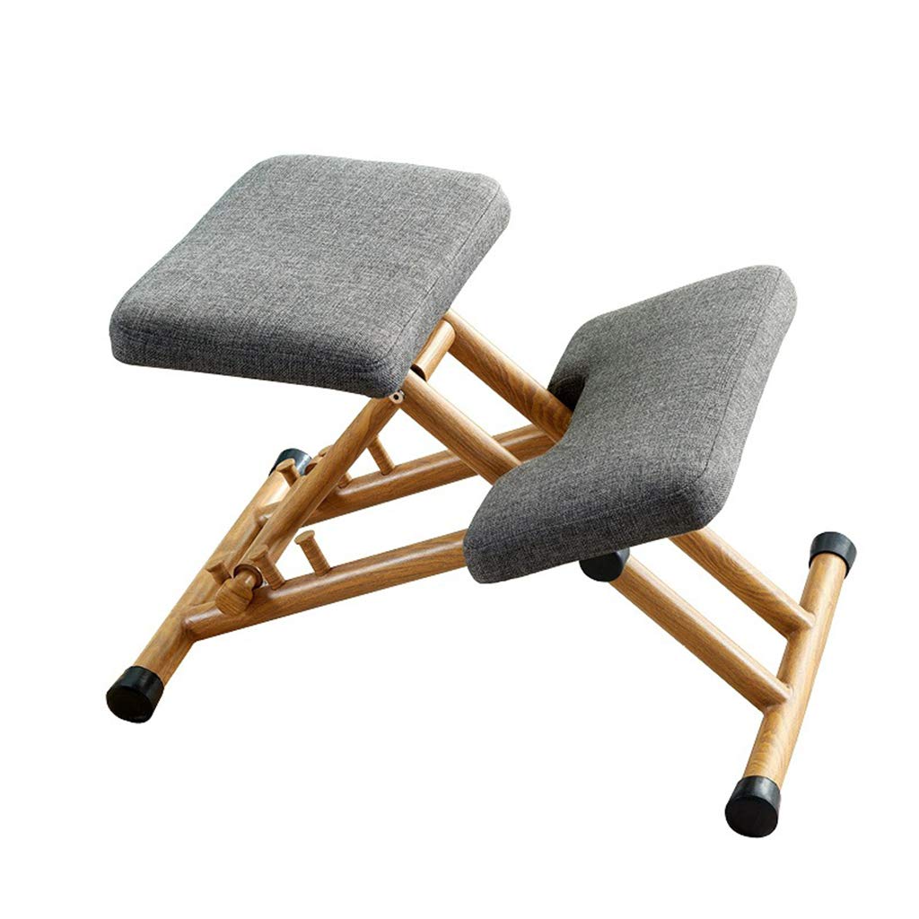 Ergonomic Kneeling Chair for Office & Home - Foldable Wooden Posture Stool with Thick Padded Seat - Perfect for Meditation, Gaming, Computer Work & Back Pain Relief - Space-Saving Gray Design