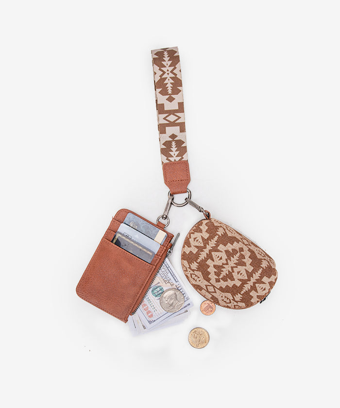 Wrangler Aztec Print Keychain Card Holder - Stylish & Durable Wallet for Credit Cards, ID, and Cash - Perfect for Travel, Shopping, and Everyday Use