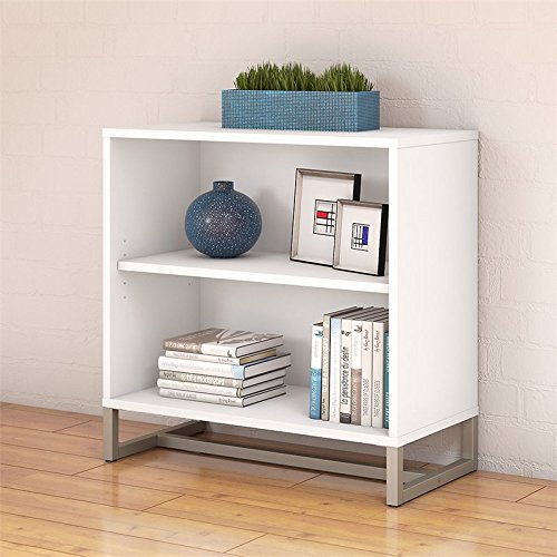 Bush Business Furniture Method 2 Shelf Bookcase Cabinet in White - Modern Office Storage Solution for Books, Files & Decor