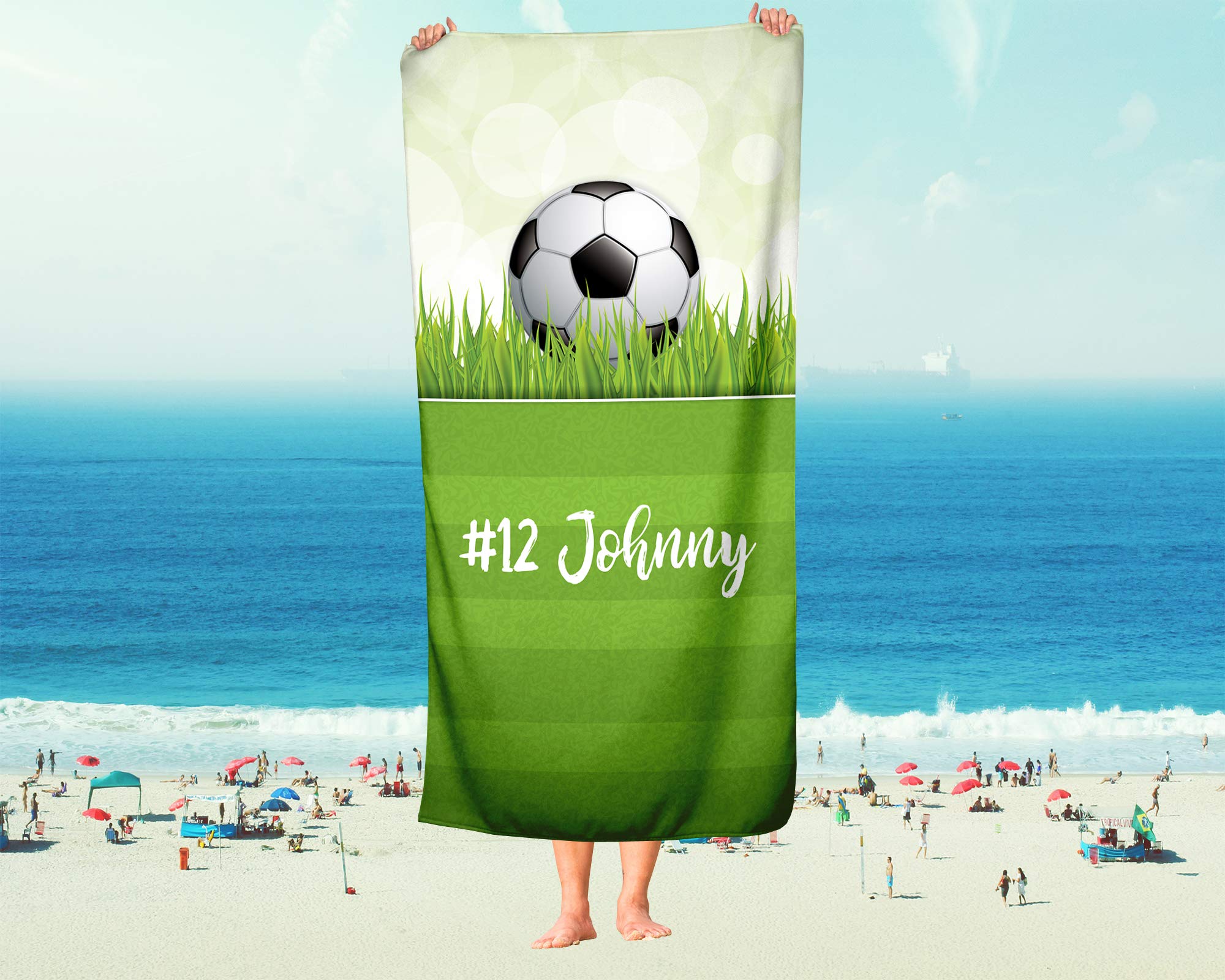 Custom Soccer Themed Towel for Kids & Adults - Personalized Soccer Ball Design Travel, Beach, Pool & Bath Towel - Perfect for Sports Enthusiasts, Toddlers, Boys & Girls (Red) - Great for Soccer Games, Beach Trips, Pool Parties & Bath Time