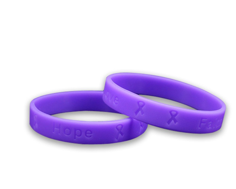 50 Pack Purple Awareness Silicone Wristbands - Fundraising for Charity, Cancer Support & Disease Awareness - Perfect for Events, Walks & Community Campaigns