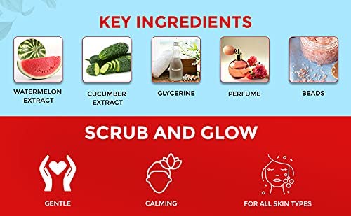 BLENQISH Watermelon & Cucumber Face Scrub & Hydrating Cream - 72H Moisture Boost, Oil Control & Anti-Aging for All Skin Types | Gentle Exfoliation & Deep Hydration | Reduces Wrinkles | Perfect for Daily Skincare & Post-Makeup Cleansing