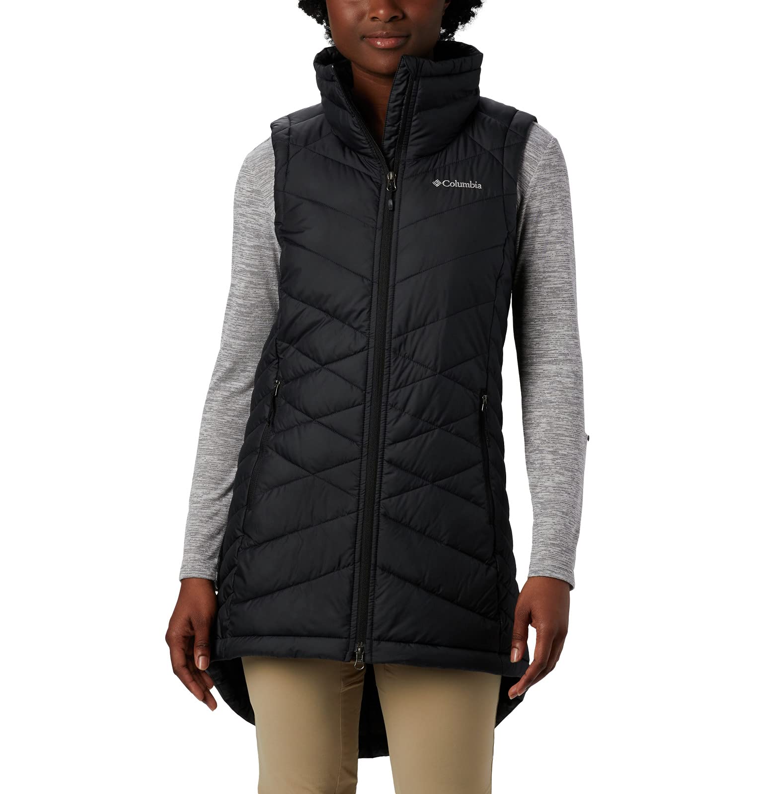 Columbia Women's Heavenly Long Vest - Lightweight Water-Resistant Puffer Vest for Outdoor Activities, Hiking & Casual Wear