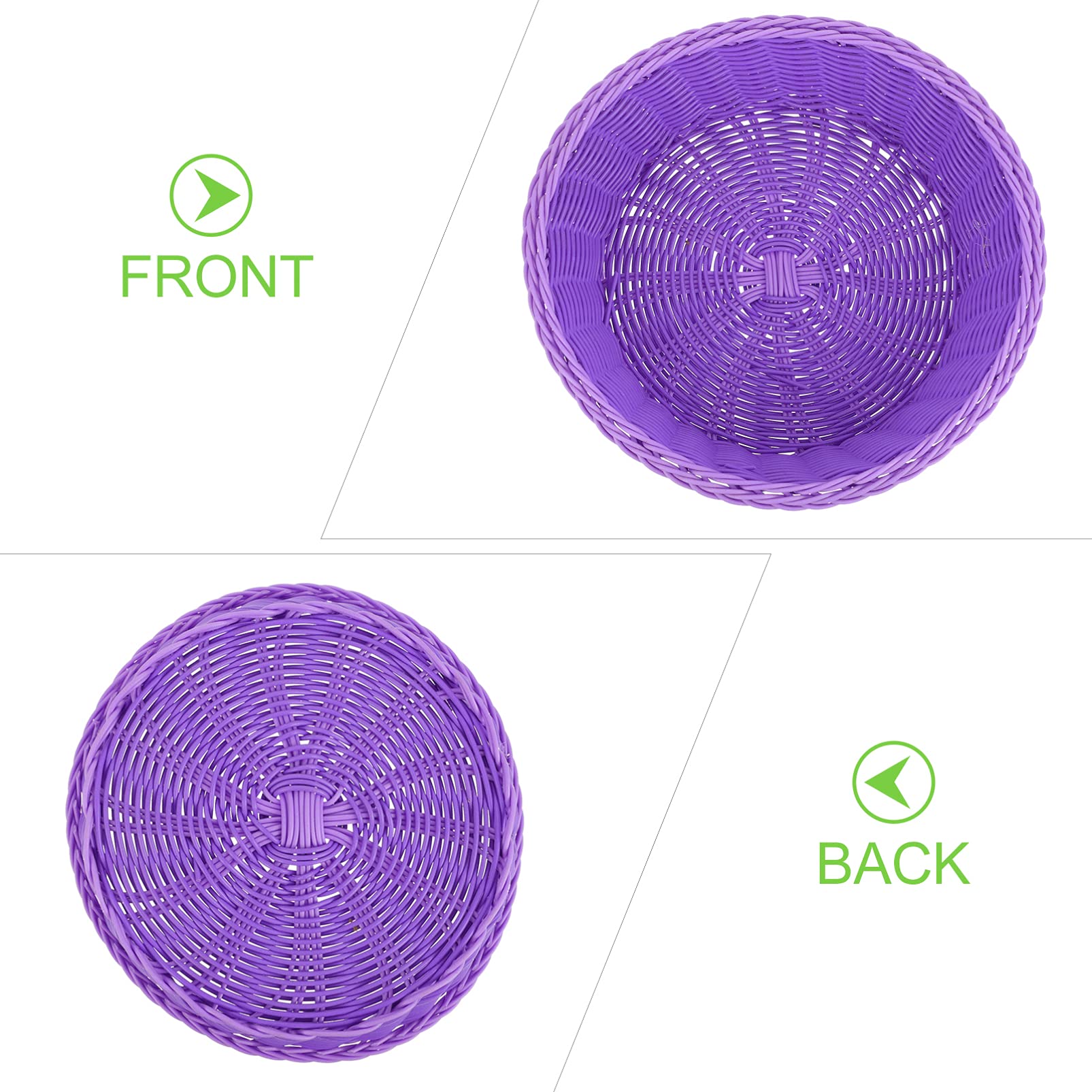 BESPORTBLE Purple Plastic Bread Basket - Round Woven Storage Basket for Kitchen, Toys, Fruits | Rattan Bread Box & Home Decor Organizer | Perfect for Dining, Picnics & Pantry Organization