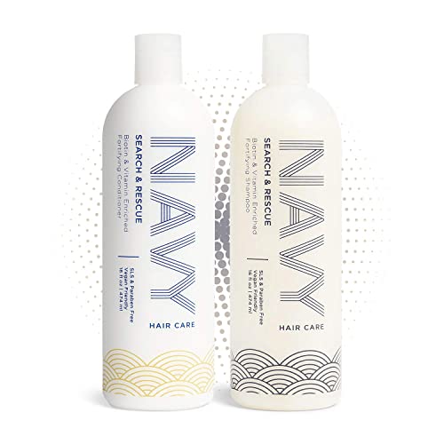 Navy Hair Care Gift Set - Search and Rescue Shampoo & Conditioner Kit (16oz) for Damaged Hair - Perfect for Post-Swim, Workout & Daily Hair Repair