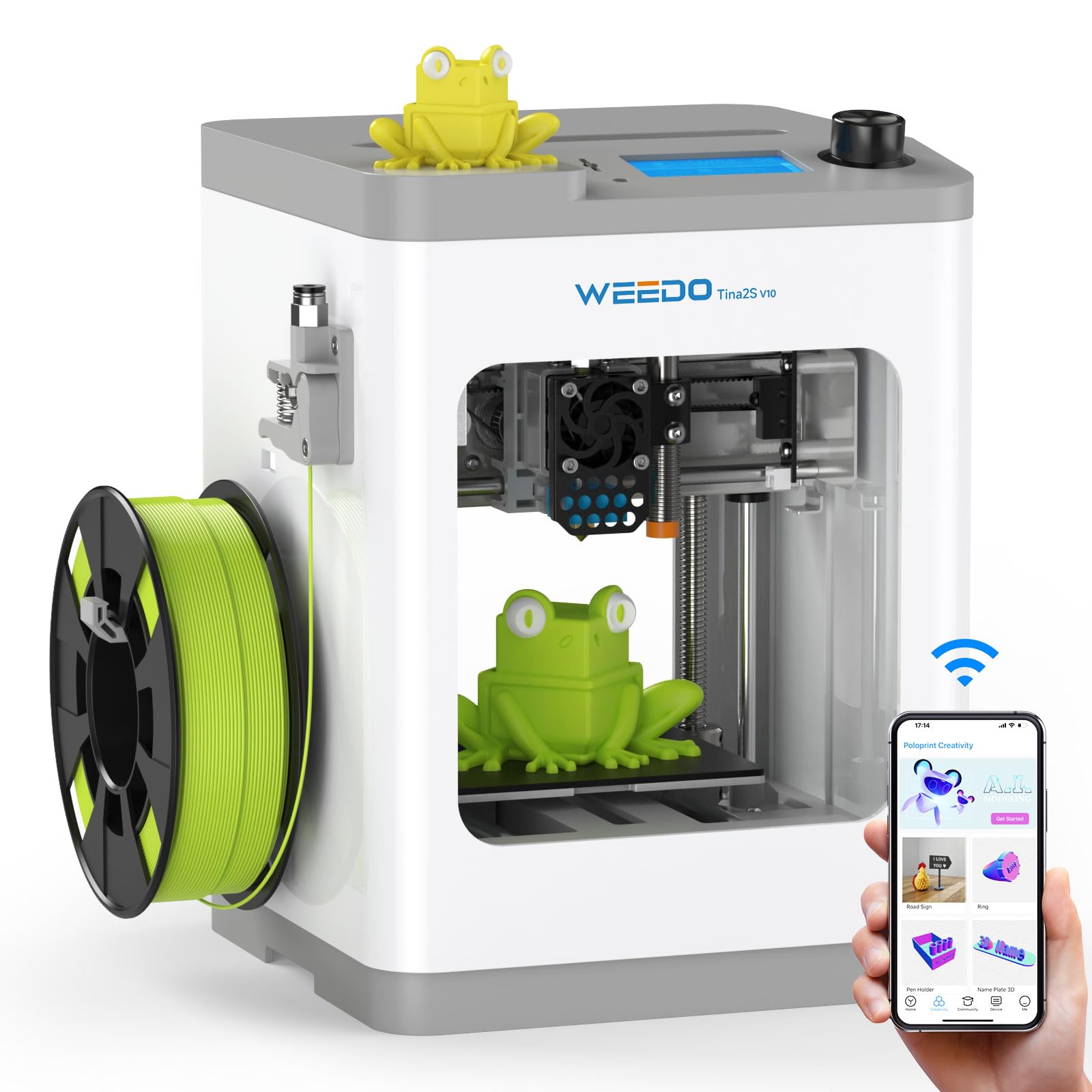 WEEDO Tina2S Fully Assembled Mini 3D Printer with WiFi, Auto Leveling & Heated Bed - Quiet Motherboard for Kids, Beginners & Hobbyists - Perfect for Home, School & DIY Projects
