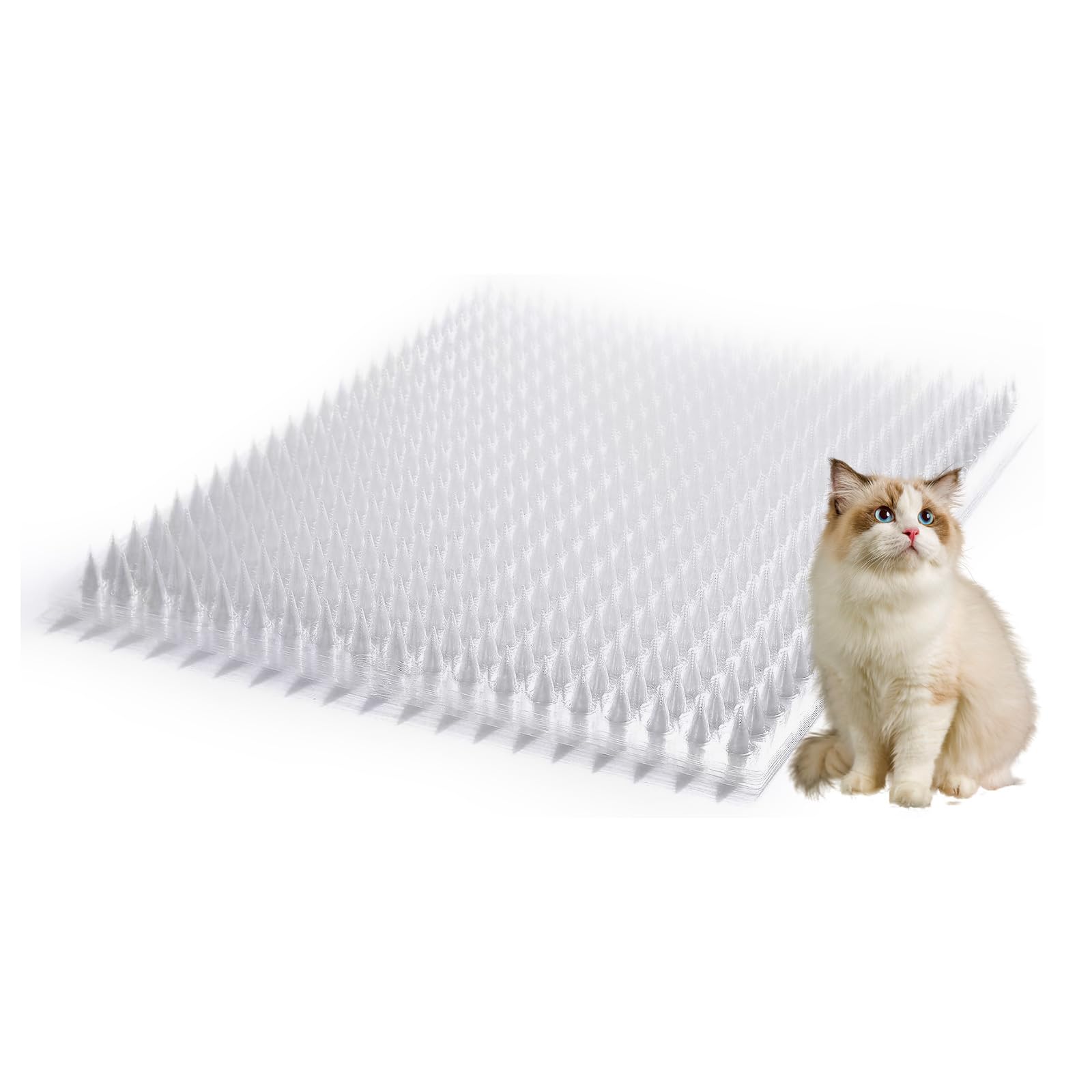 Cat & Dog Repellent Spiked Mat - Set of 8 (16 Pcs) for Indoor/Outdoor Use - Garden, Yard, Doorway Protection - Durable Pet Deterrent for Furniture, Plants & Lawns