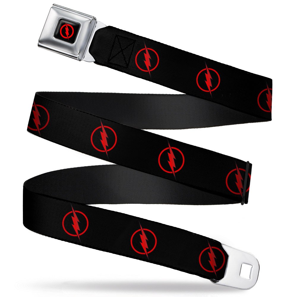 DC Comics Reverse Flash Logo Belt - Adjustable Seatbelt Buckle Strap (32-52 Inches) for Cosplay, Halloween & Superhero Costume Accessories