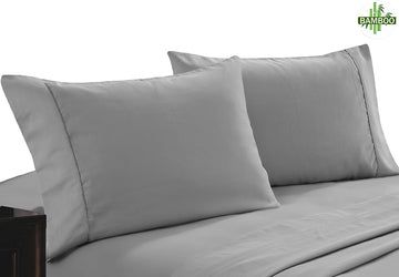 Premium 400 Thread Count Bamboo Cotton Twin Pack Pillowcases - Silver Gray, Soft & Breathable for Ultimate Comfort - Perfect for Bedroom, Hotel, or Travel Use