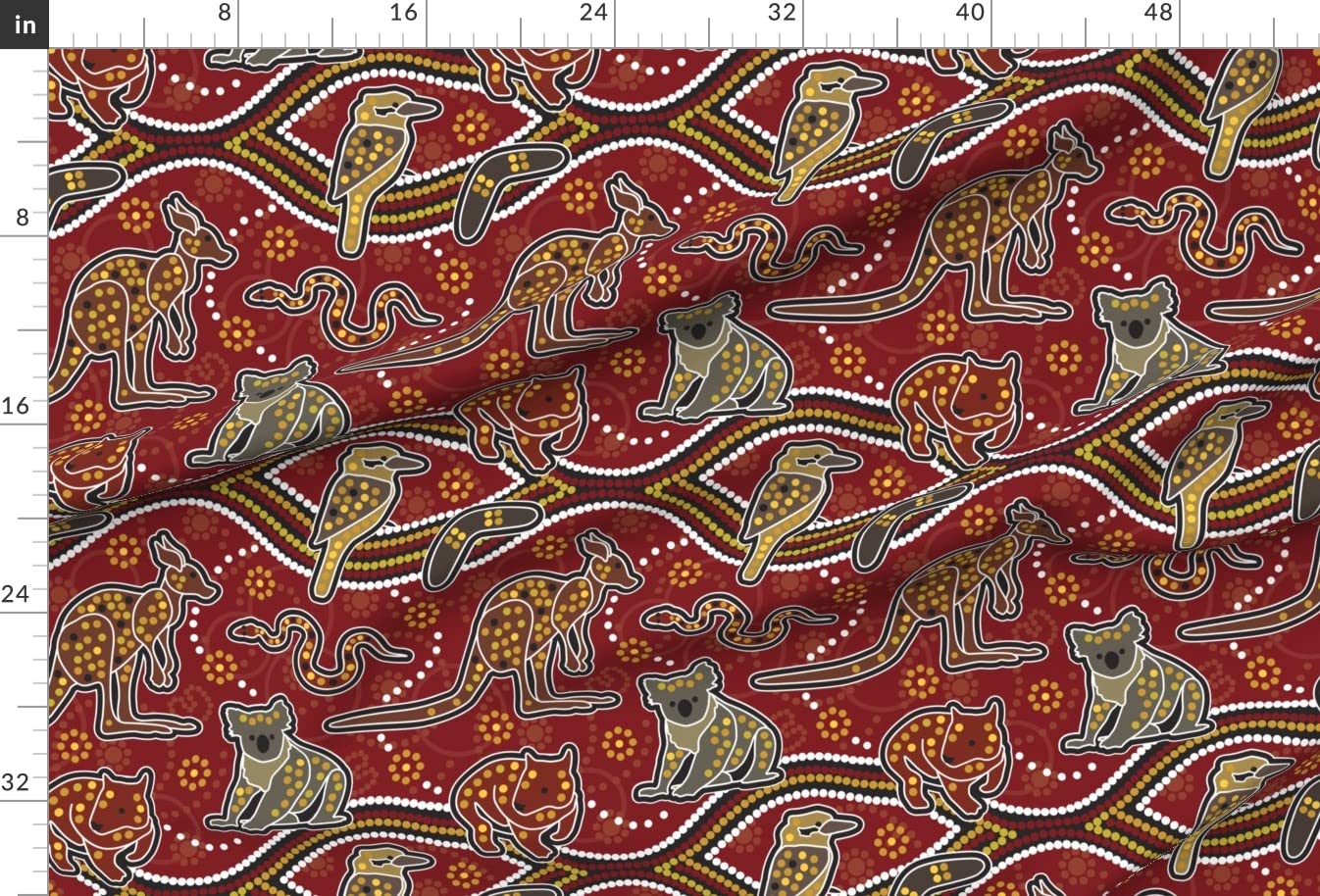 Aussie Kangaroo Wombat Printed Satin Fabric by The Yard - Premium Sewing Material for Apparel, Fashion, Blankets & Home Decor | Perfect for DIY Crafts, Quilting, and Upholstery Projects