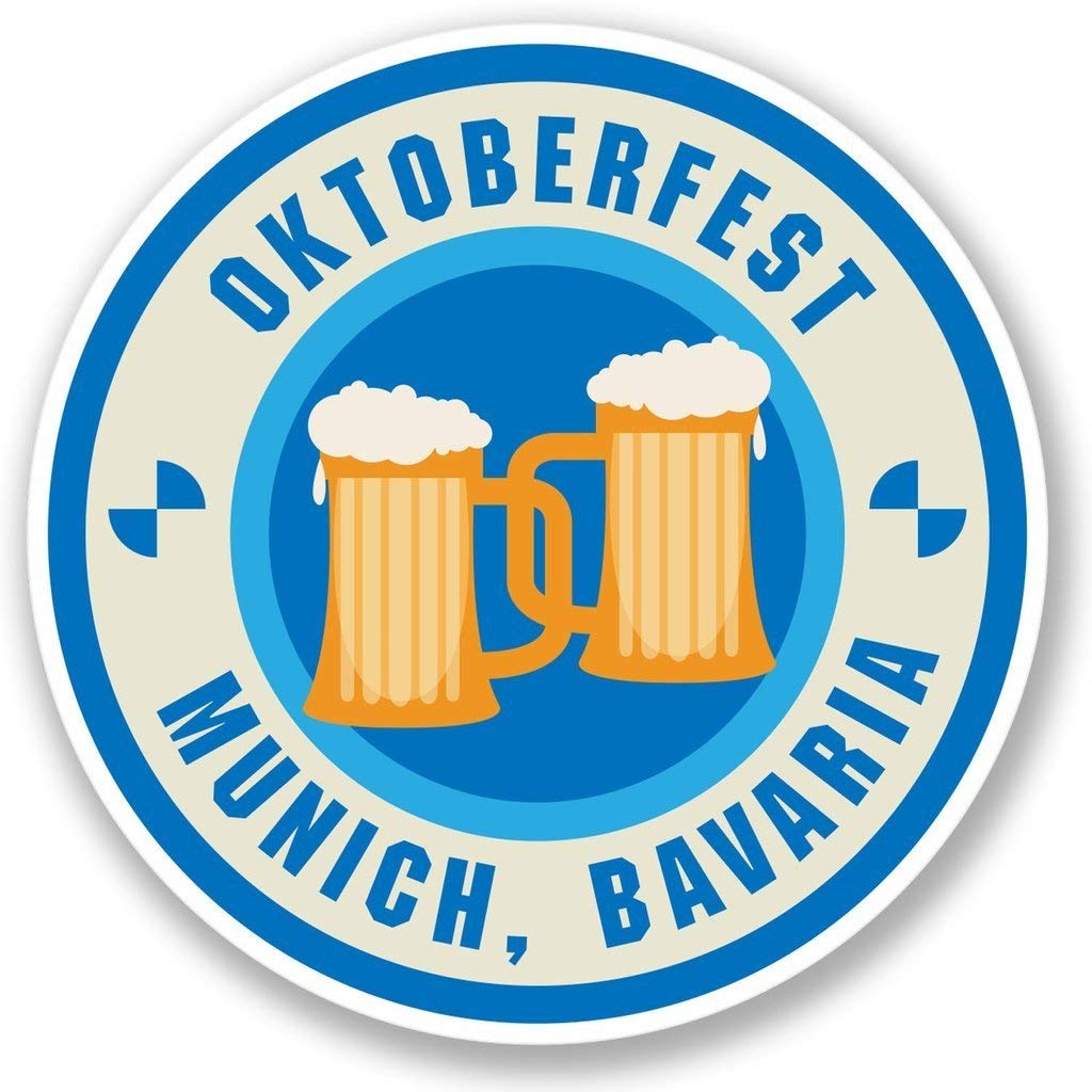Oktoberfest Munich Bavaria Vinyl Sticker Decal - 5 Inch Waterproof Laptop, Car Bumper, Luggage Decal - Perfect for Travel, German Beer Festival Decor & Personalizing Your Belongings