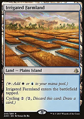 MTG Magic: The Gathering - Irrigated Farmland (245) Amonkhet AKH Full Art Land Card - Perfect for Commander, Modern & Standard Decks - Enhance Your MTG Gameplay Strategy