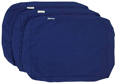 Premium Waterproof Outdoor Patio Chair Cushion Covers - 22x14x4 Inches (Set of 3) - Royal Blue - Weather Resistant & UV Protection - Perfect for Garden, Deck, Poolside & Backyard Furniture