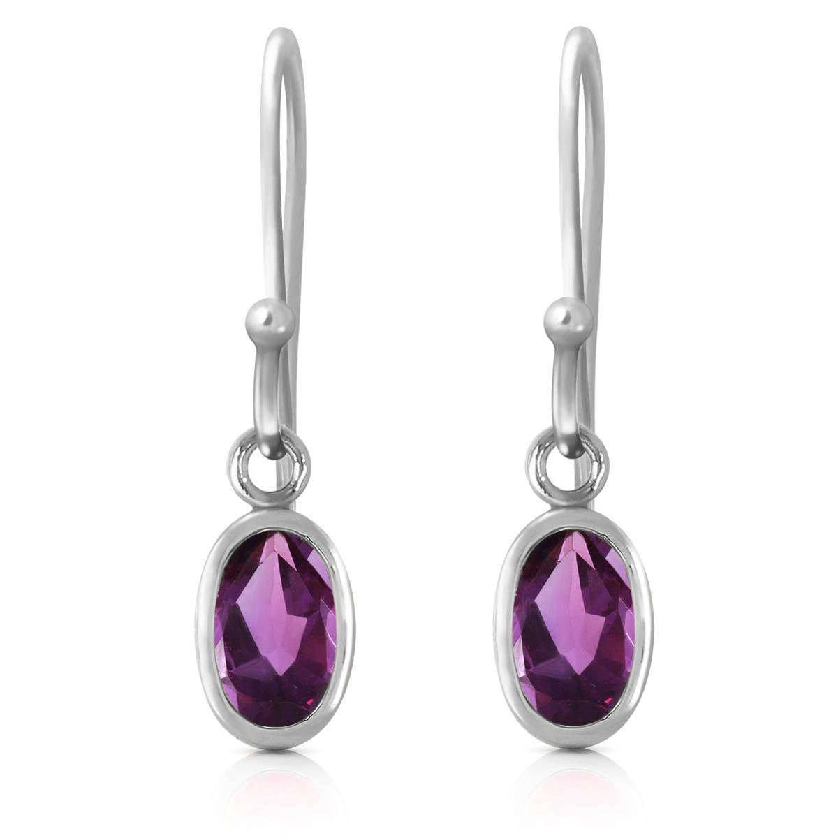 1 Carat 14K Solid White Gold Amethyst Stud Earrings for Women - Elegant Purple Gemstone Jewelry Gift for Birthday, Anniversary & Special Occasions