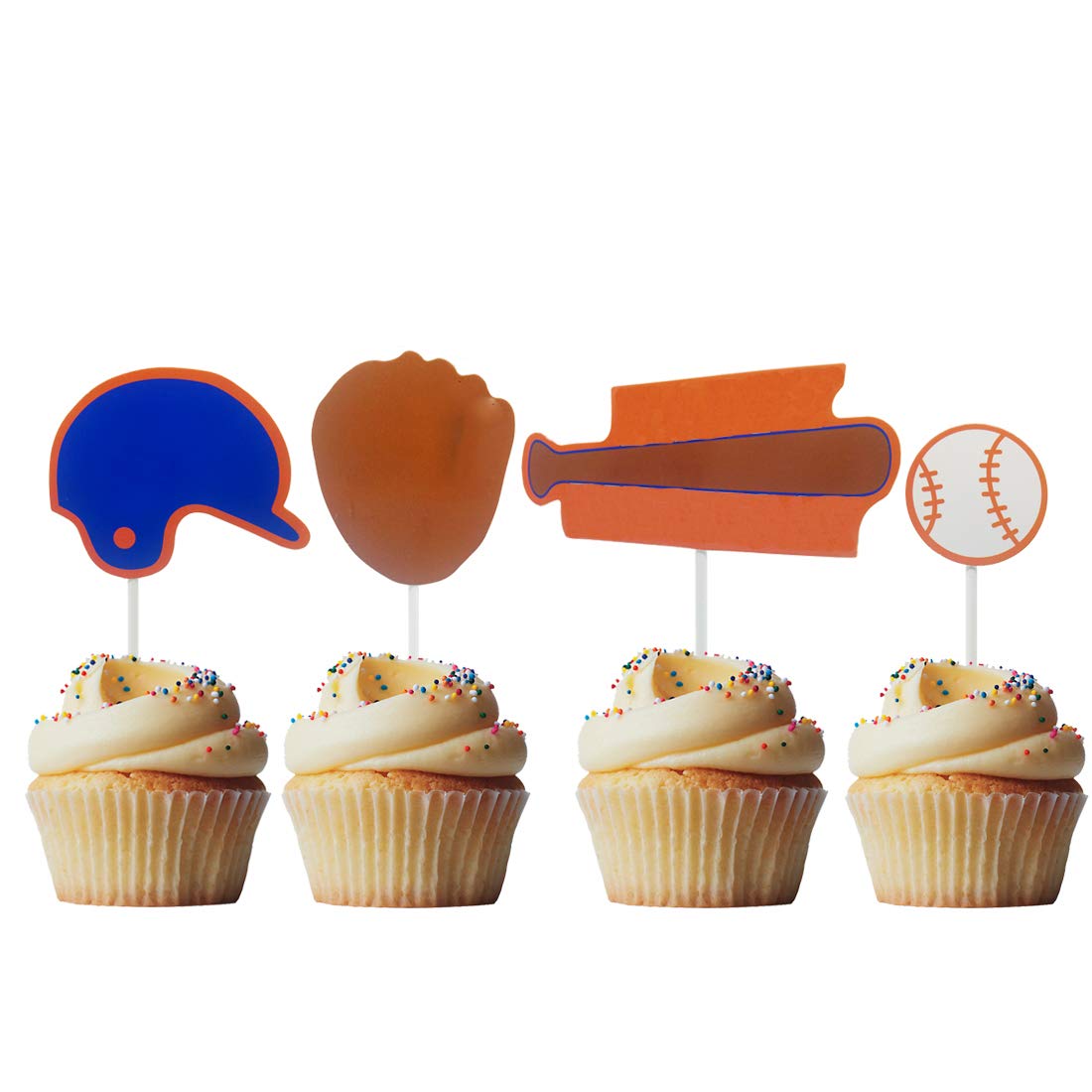 24 PCS Baseball Cupcake Toppers - Sports Fan Party Decorations for Birthday, Wedding & Theme Parties - Perfect for Baseball Games, Baby Showers & Sports-Themed Events