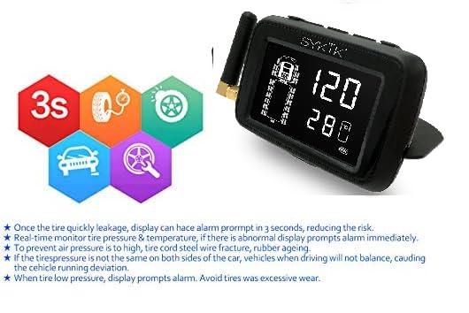 SYKIK-TPMS Real-Time Tire Pressure Monitoring System for Cars, RVs & Trucks - 10 Wheel Kit with Anti-Theft Sensors & 3-Year US Warranty | Monitor Up to 36 Wheels | Perfect for Long Road Trips & Fleet Management