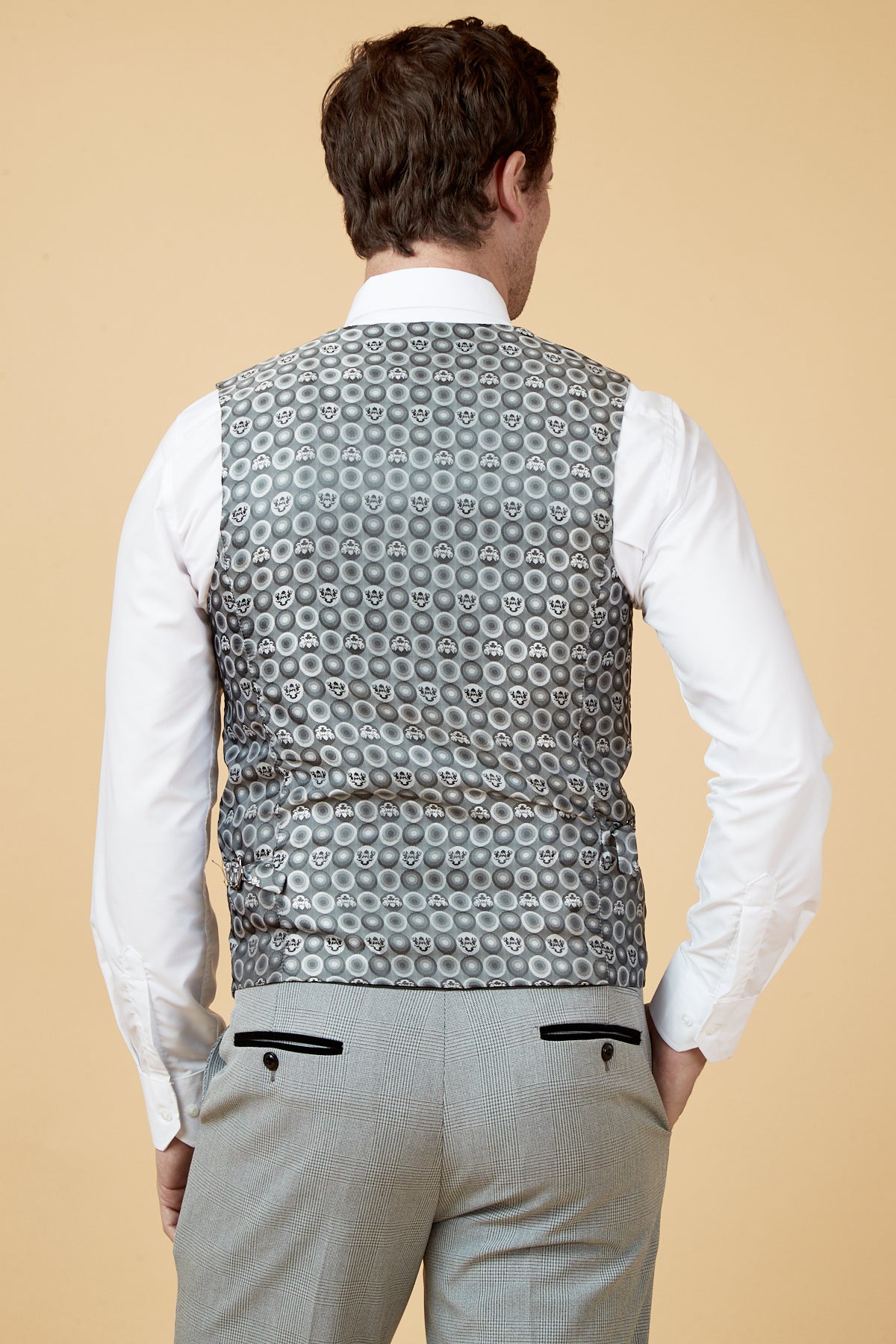 BROMLEY Men's Silver Grey Check Three-Piece Suit | Formal Business Attire | Wedding, Office & Special Occasion Wear