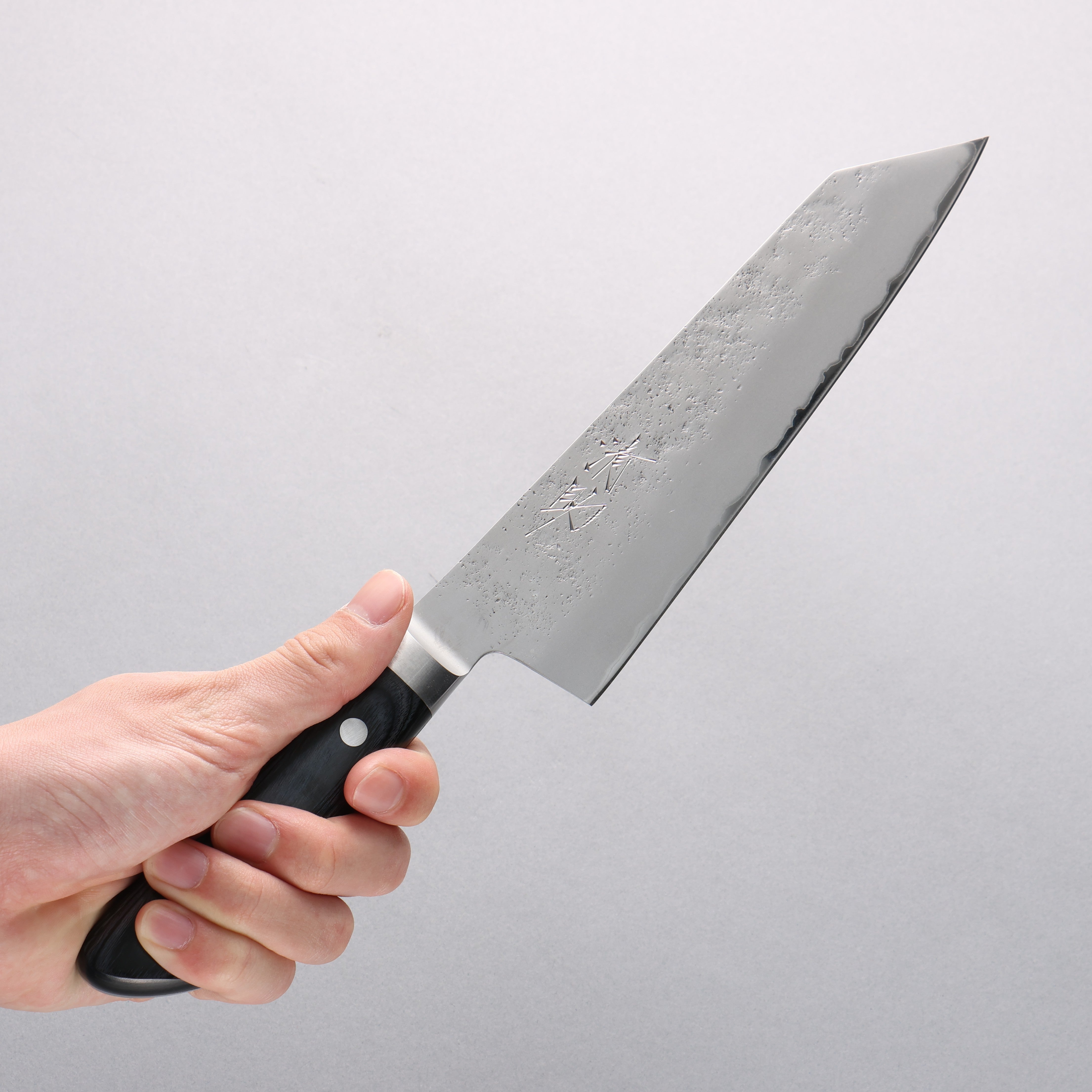 Premium Seisuke Blue Steel No.2 Nashiji Japanese Kiritsuke Santoku & Petty Knife Set - Navy Blue Pakkawood Handle - Professional Chef Knives for Sushi, Meat Cutting & Vegetable Preparation